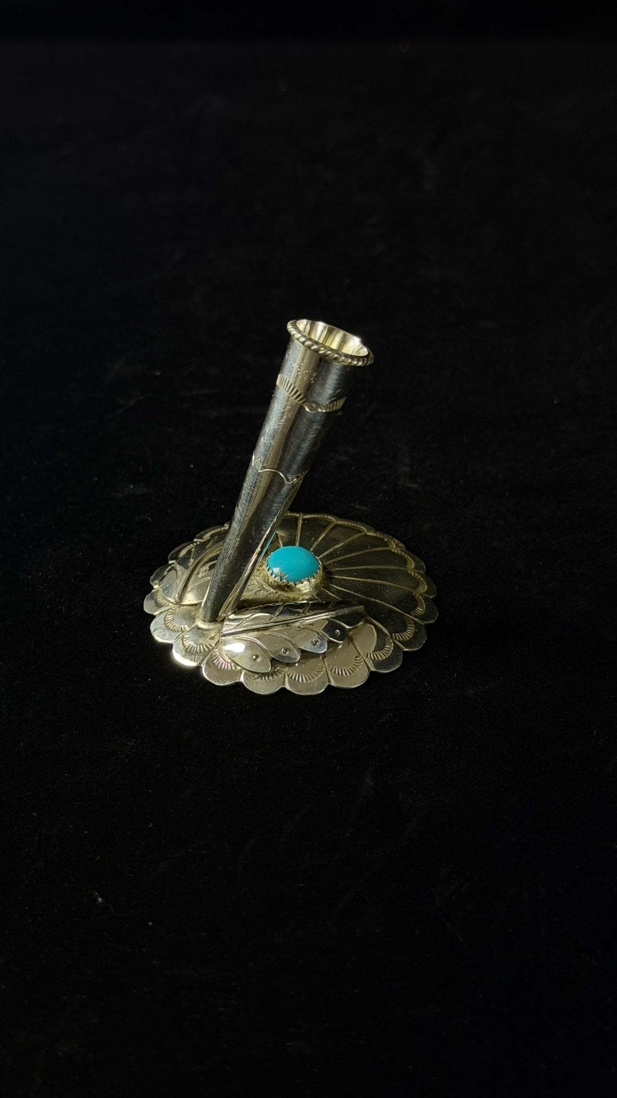 Jeffery Castillo Kingman Turquoise & Sterling Silver Pen Holder