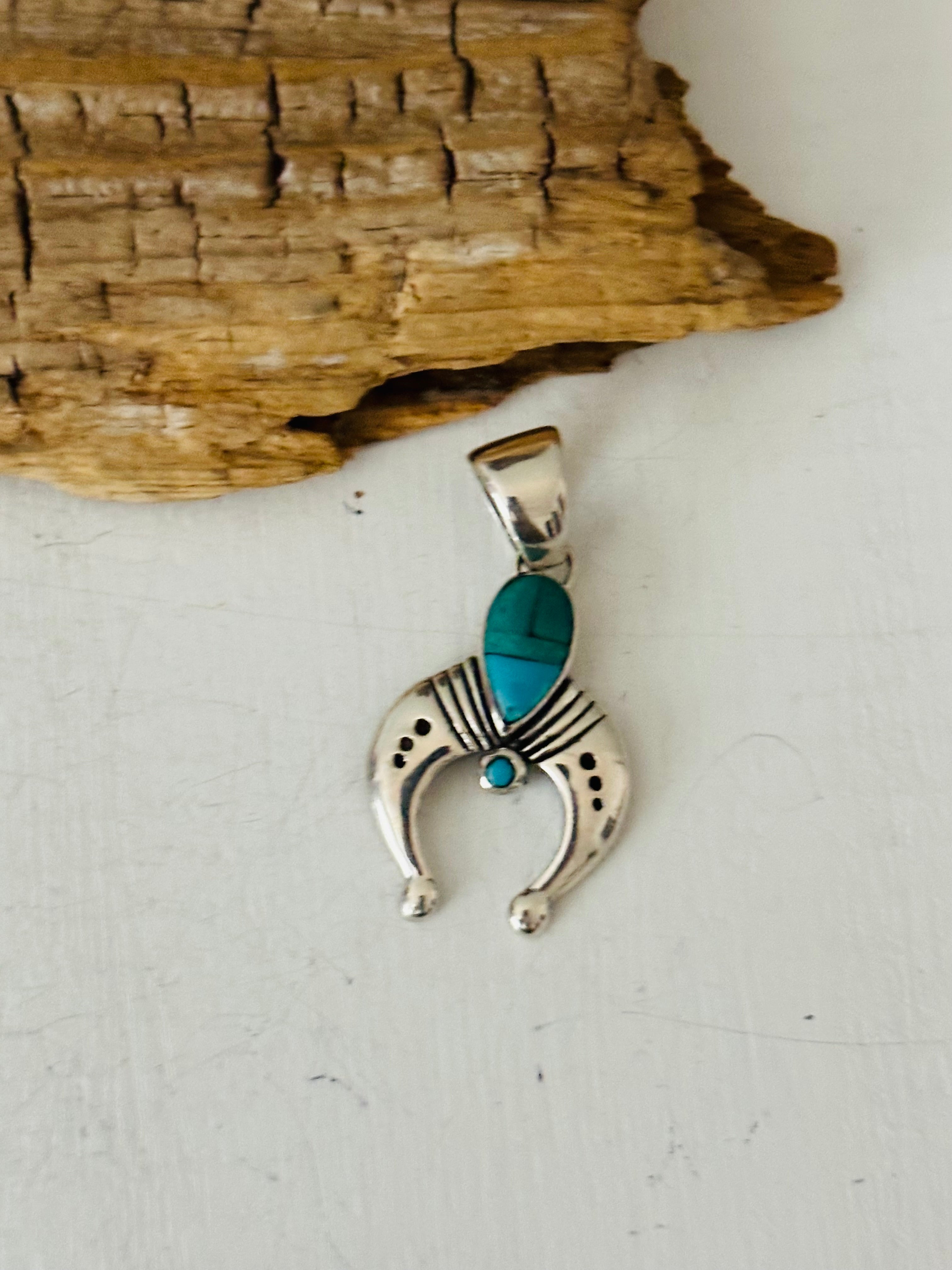 Navajo Made Multi Stone & Sterling Silver Pendant