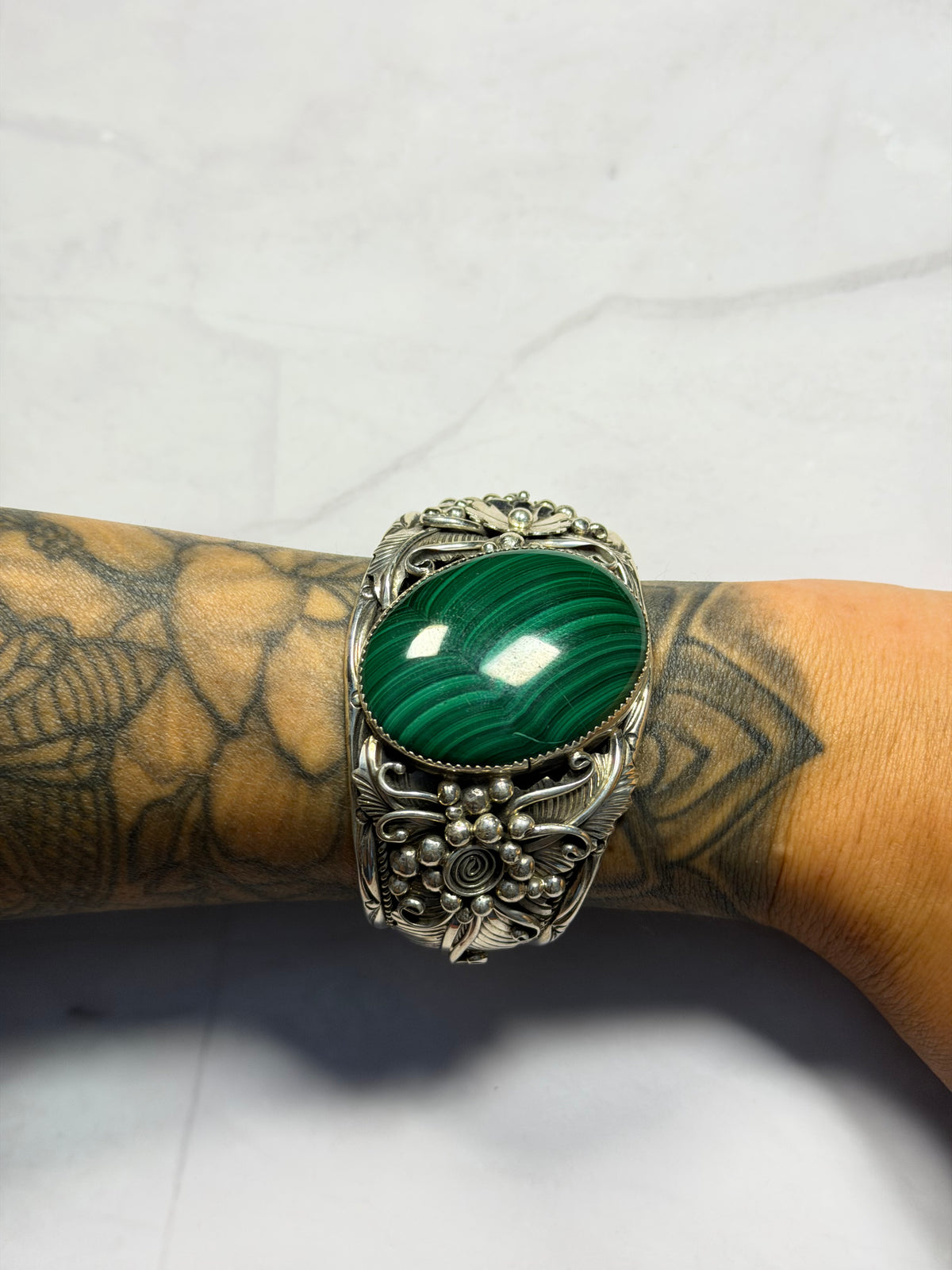 Gilbert Smith Malachite & Sterling Silver Cuff Bracelet