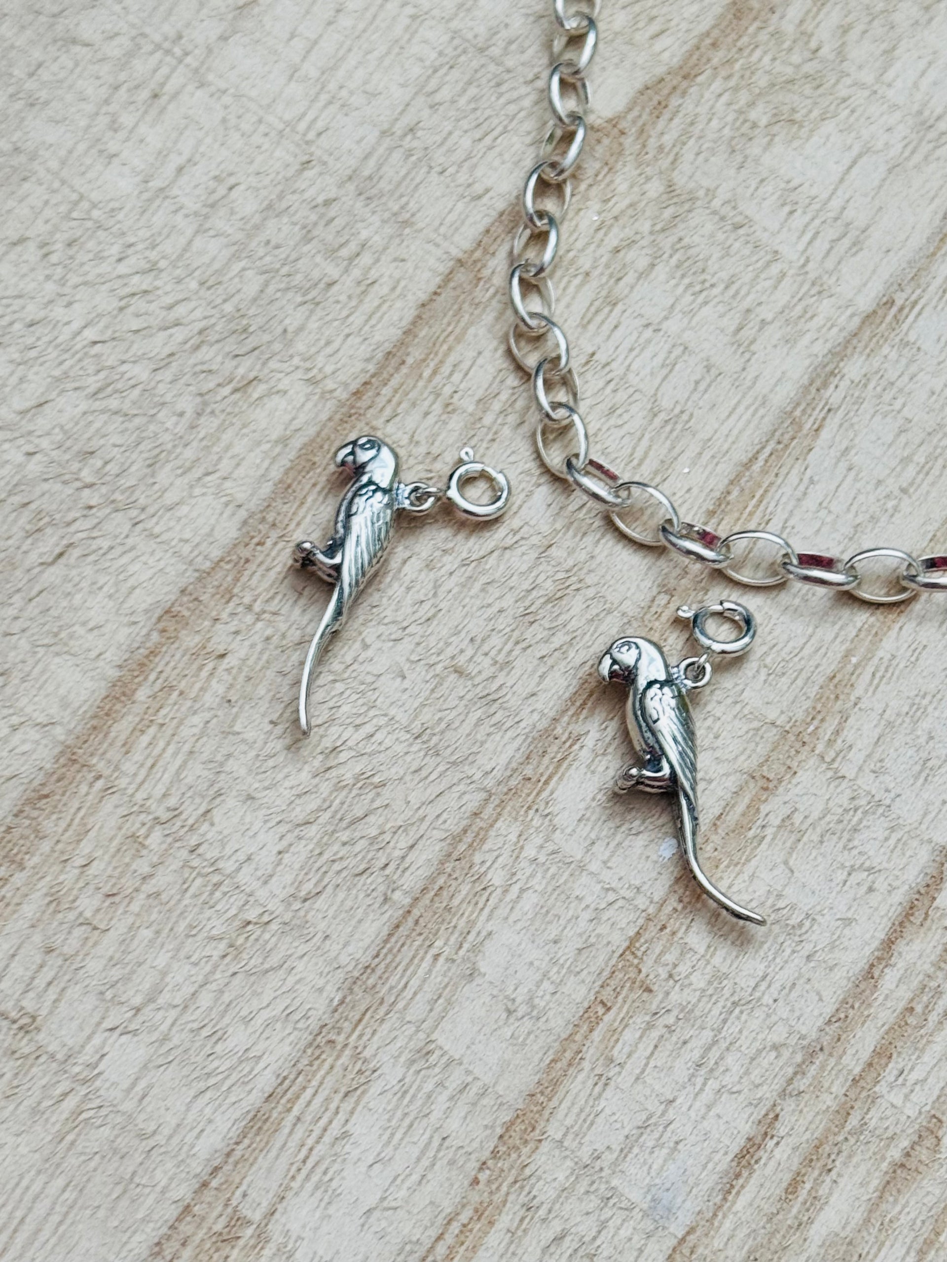 Navajo Made Sterling Silver Parrot Cast Charms