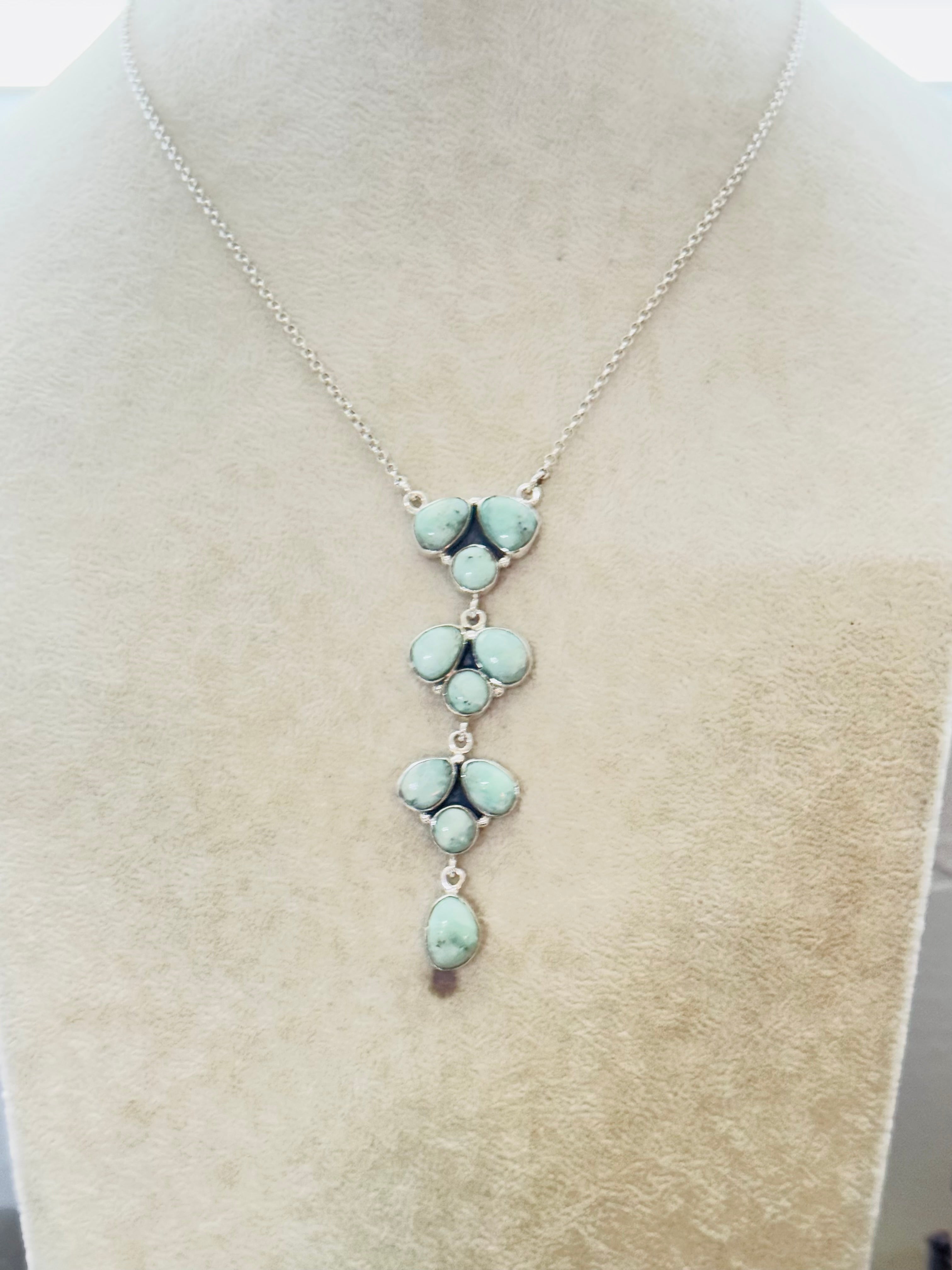 Southwest Handmade Kingman Turquoise & Sterling Silver Chain Necklace