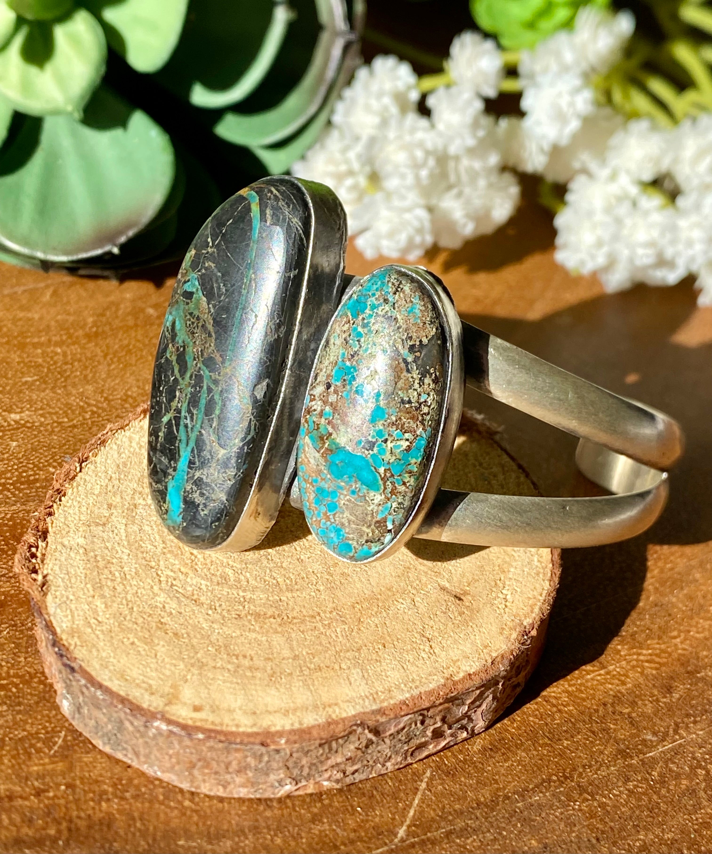 Paul Livingston Mixed Turquoise & Sterling Silver Cuff Bracelet