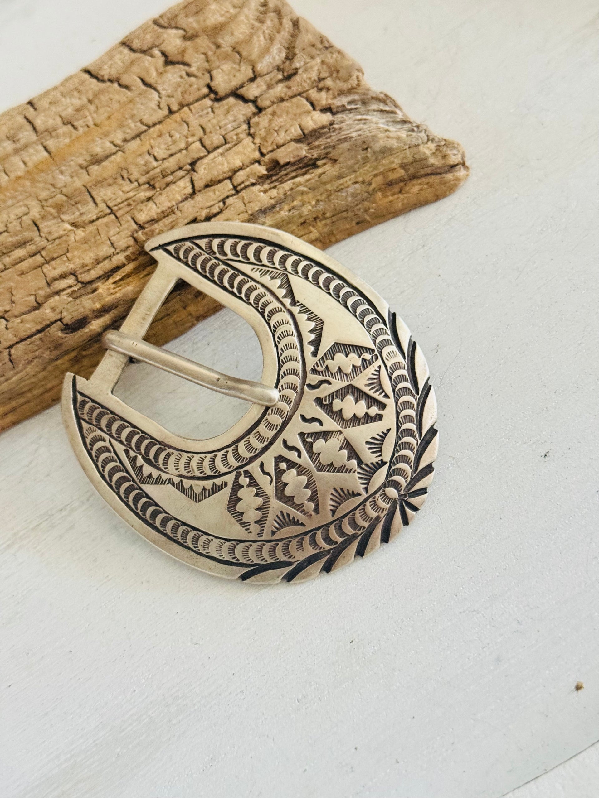 Navajo Made Sterling Silver Belt Buckle