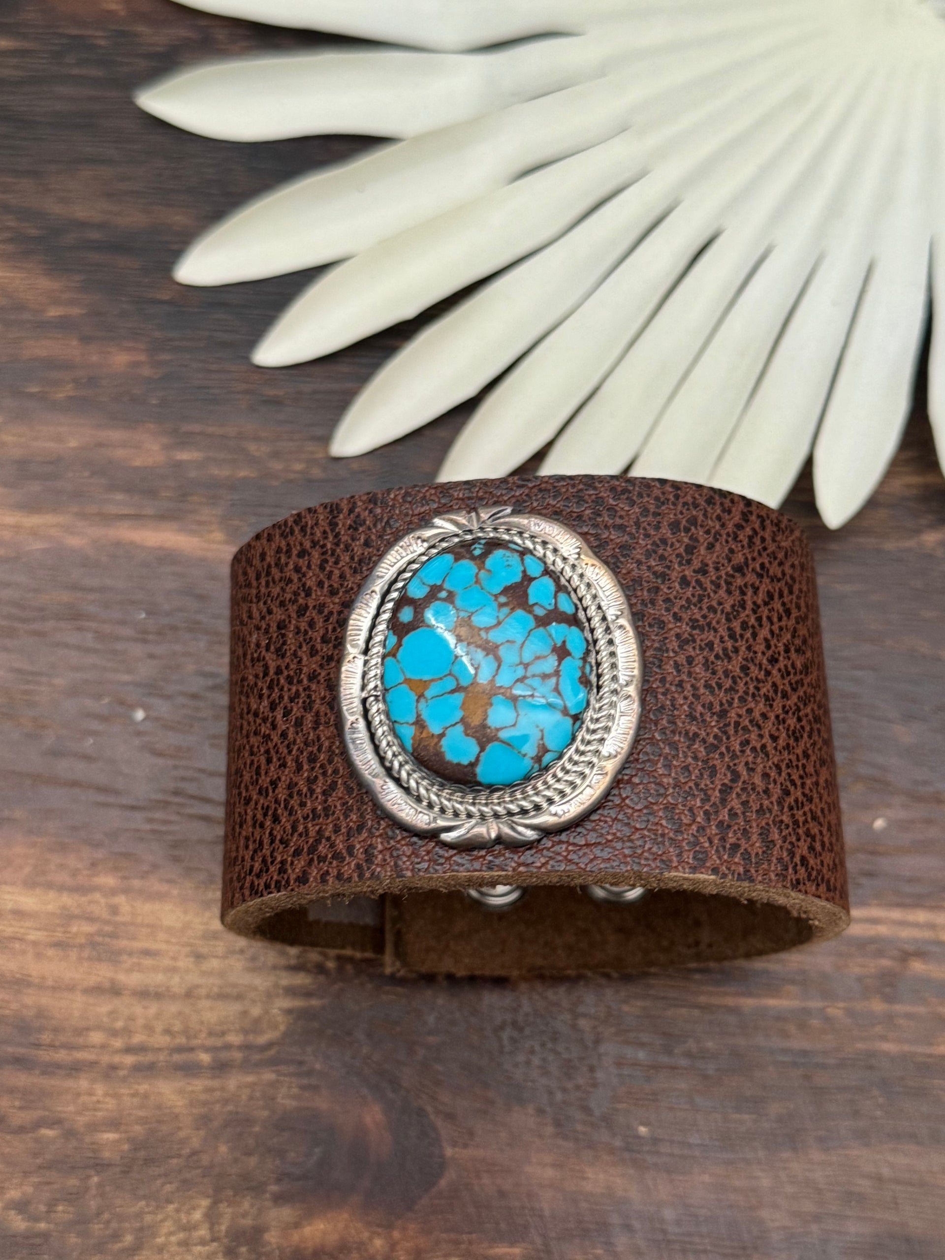 Julia Etsitty Egyptian Turquoise & Genuine Leather Bracelet