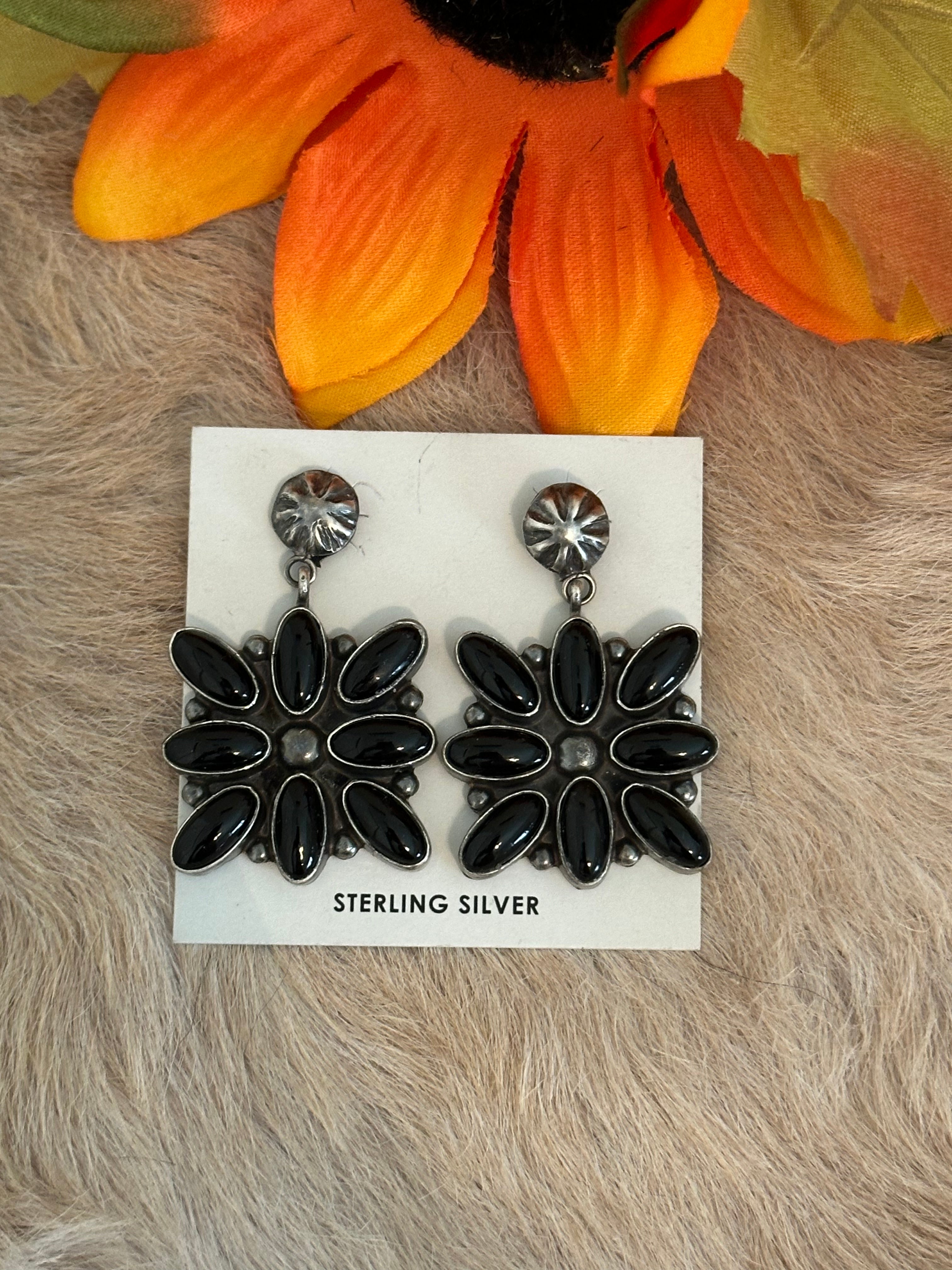 Jacqueline Silver Onyx & Sterling Silver Post Earrings