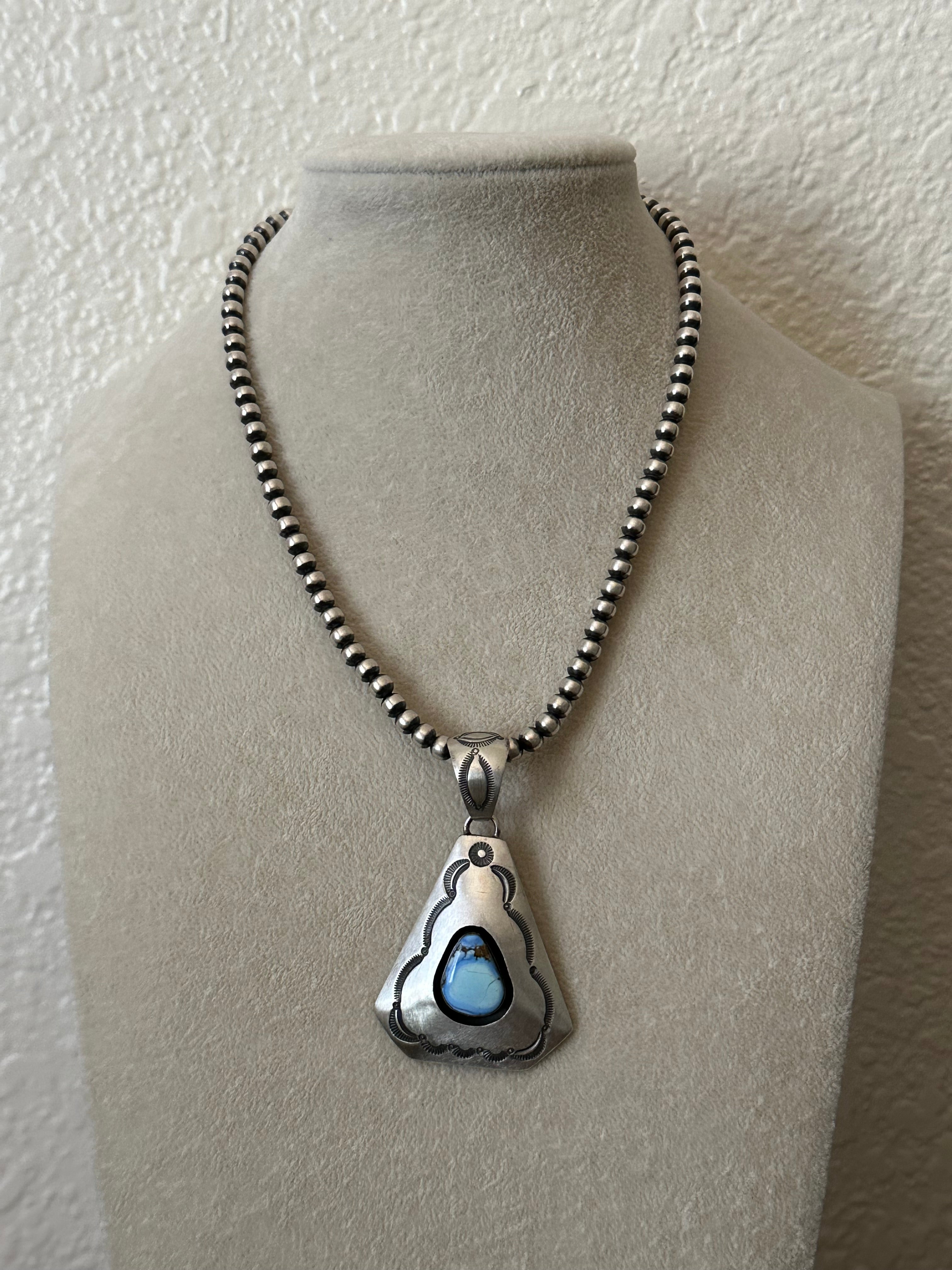 P Begay Golden Hills Turquoise & Sterling Silver Pendant