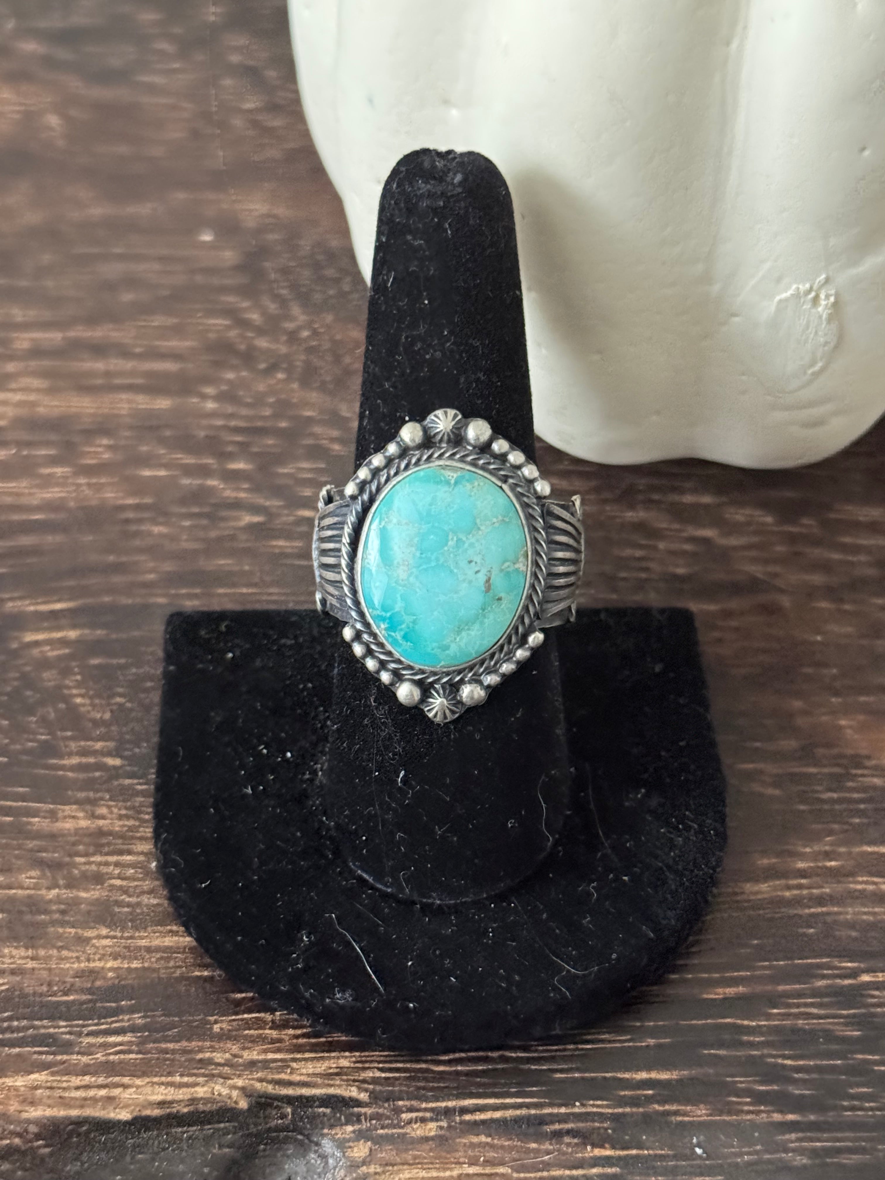 Sheila Tso Sonoran Mountain Turquoise Sterling Silver Ring Size 9