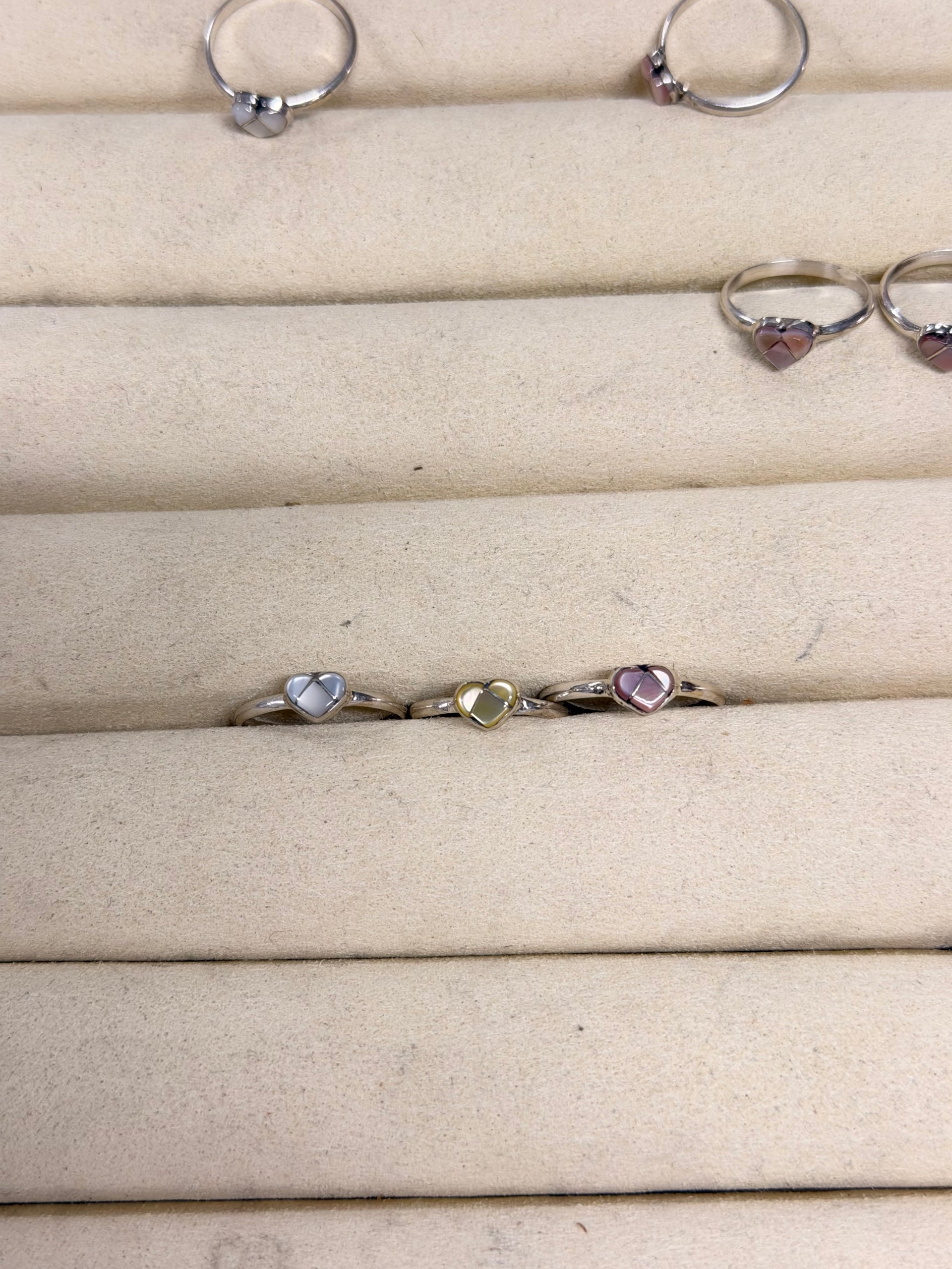 Zuni Made Mother of Pearl & Sterling Silver Inlay Heart Ring