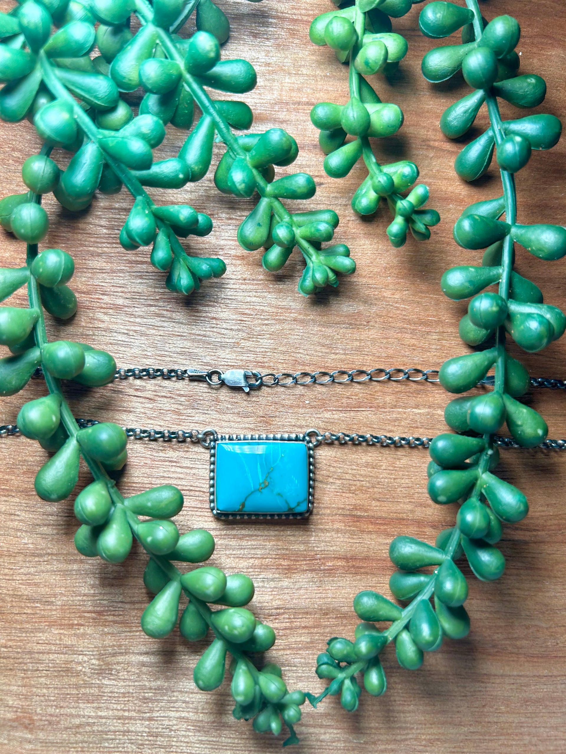 Navajo Made Kingman Turquoise & Sterling Silver Necklace