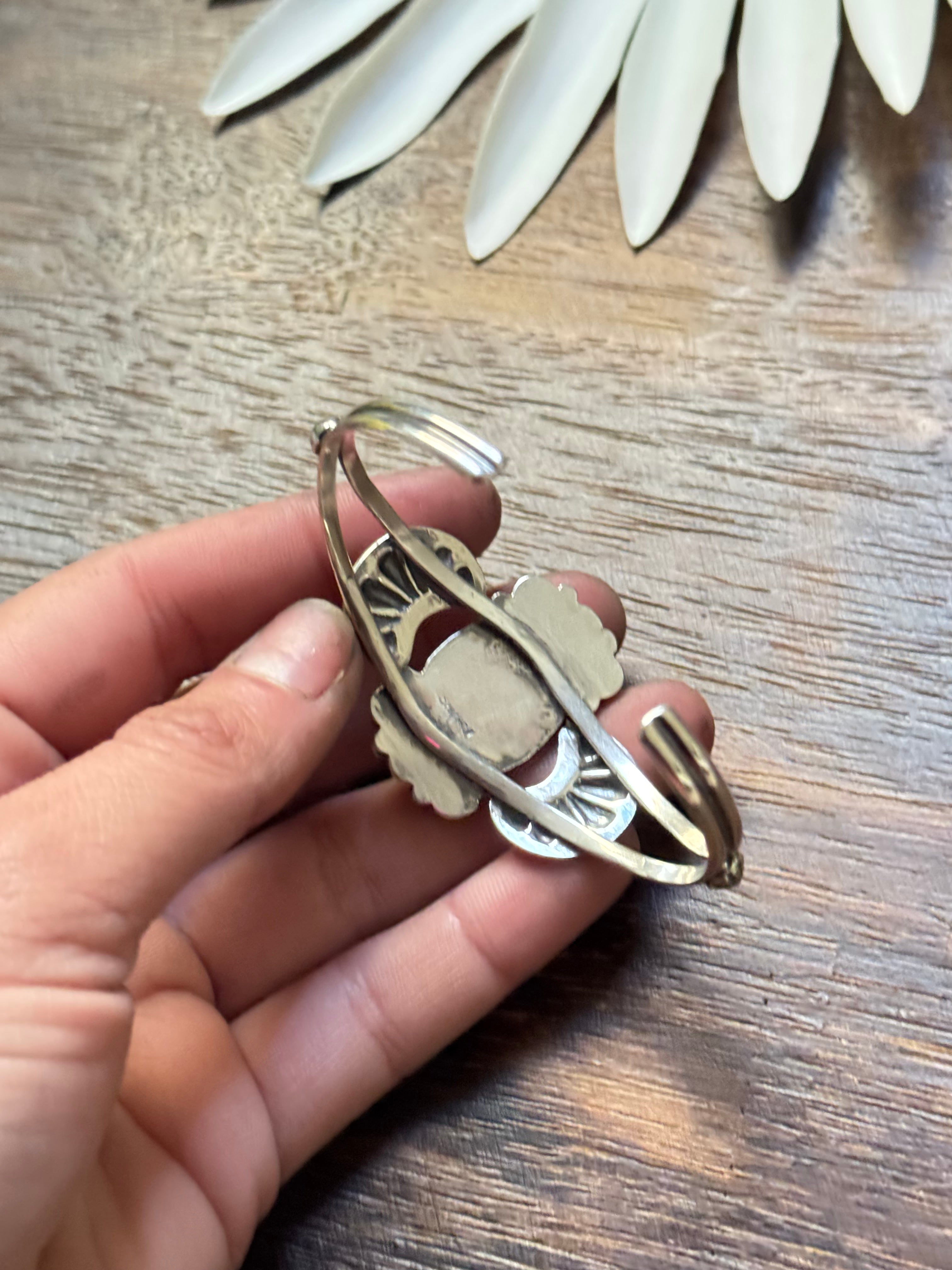 Navajo Made Multi Stone & Sterling Silver Cuff Bracelet