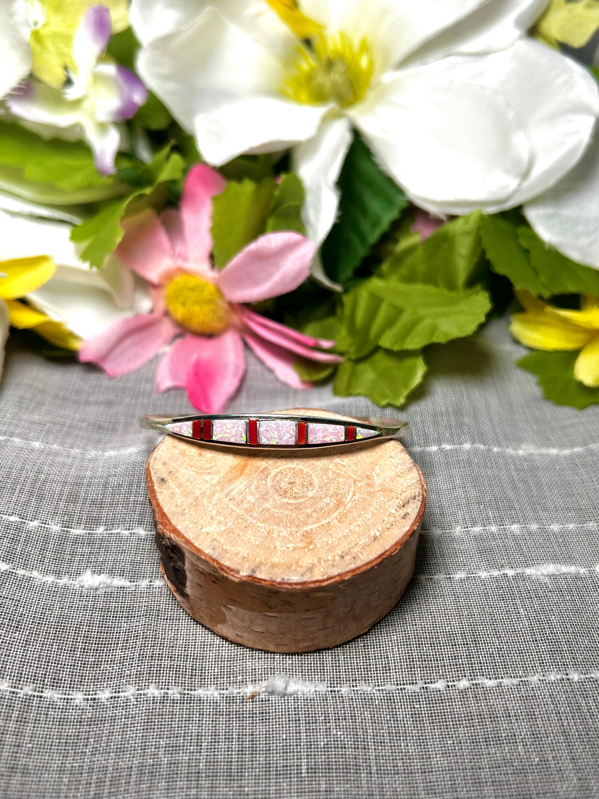 Navajo Made Multi Stone & Sterling Silver Cuff Bracelet