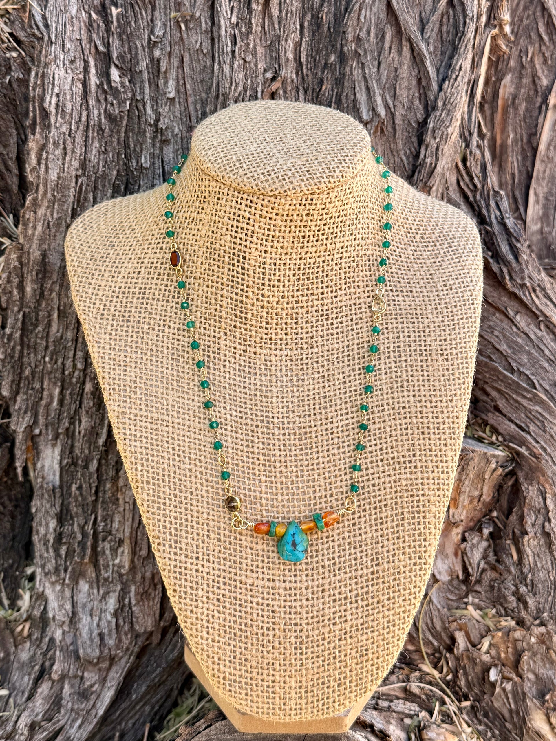 Eileen Quezada Kingman Turquoise & 24k Gold Plated Sterling Silver Necklace