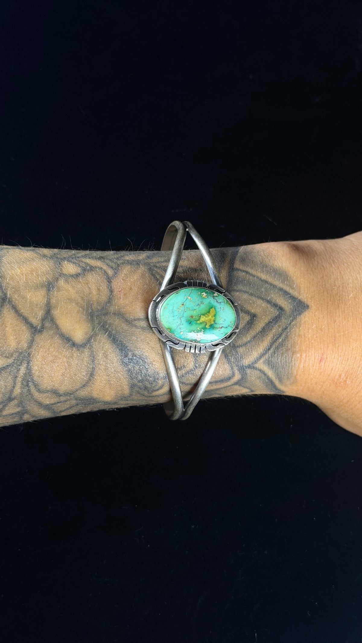 Dave Skeets Sonoran Mountain  Turquoise & Sterling Silver Cuff Bracelet