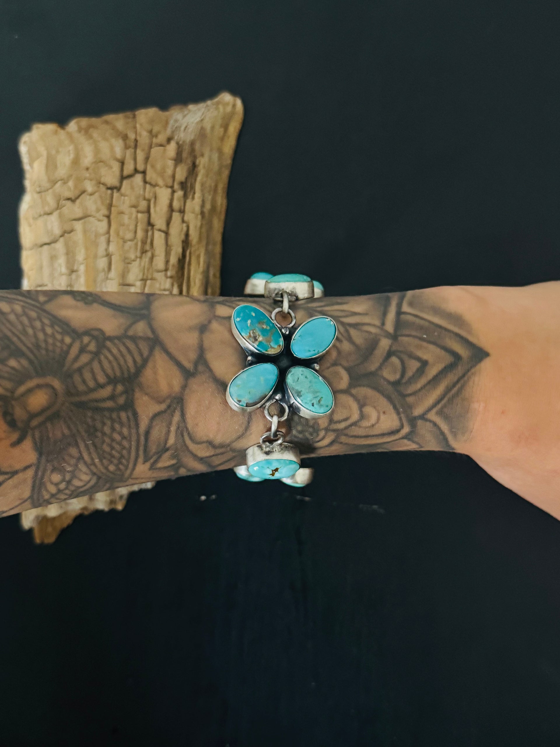 Ella Peters Mixed Turquoise & Sterling Silver Link Bracelet