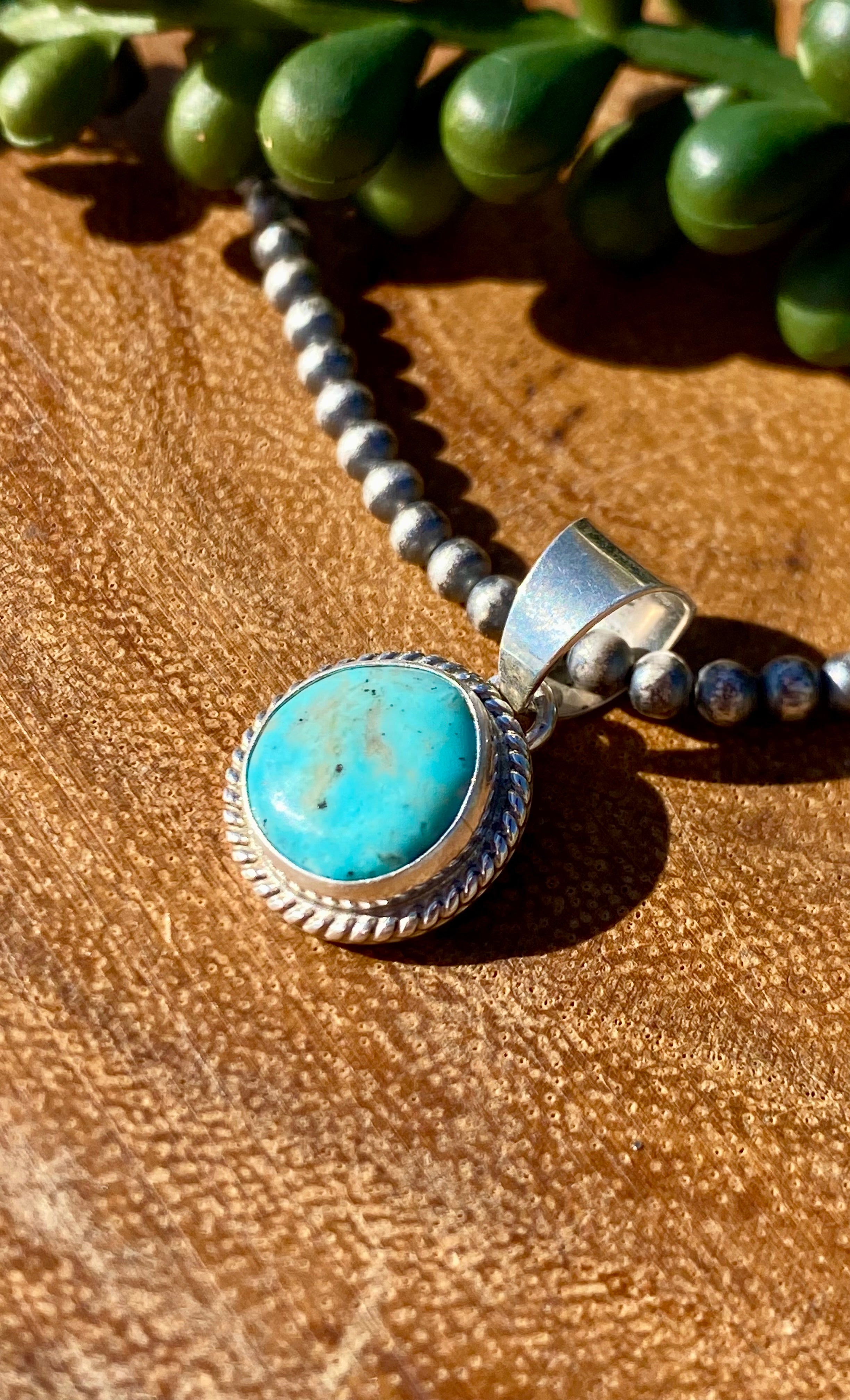 Navajo Made Kingman Turquoise & Sterling Silver PENDANT ONLY