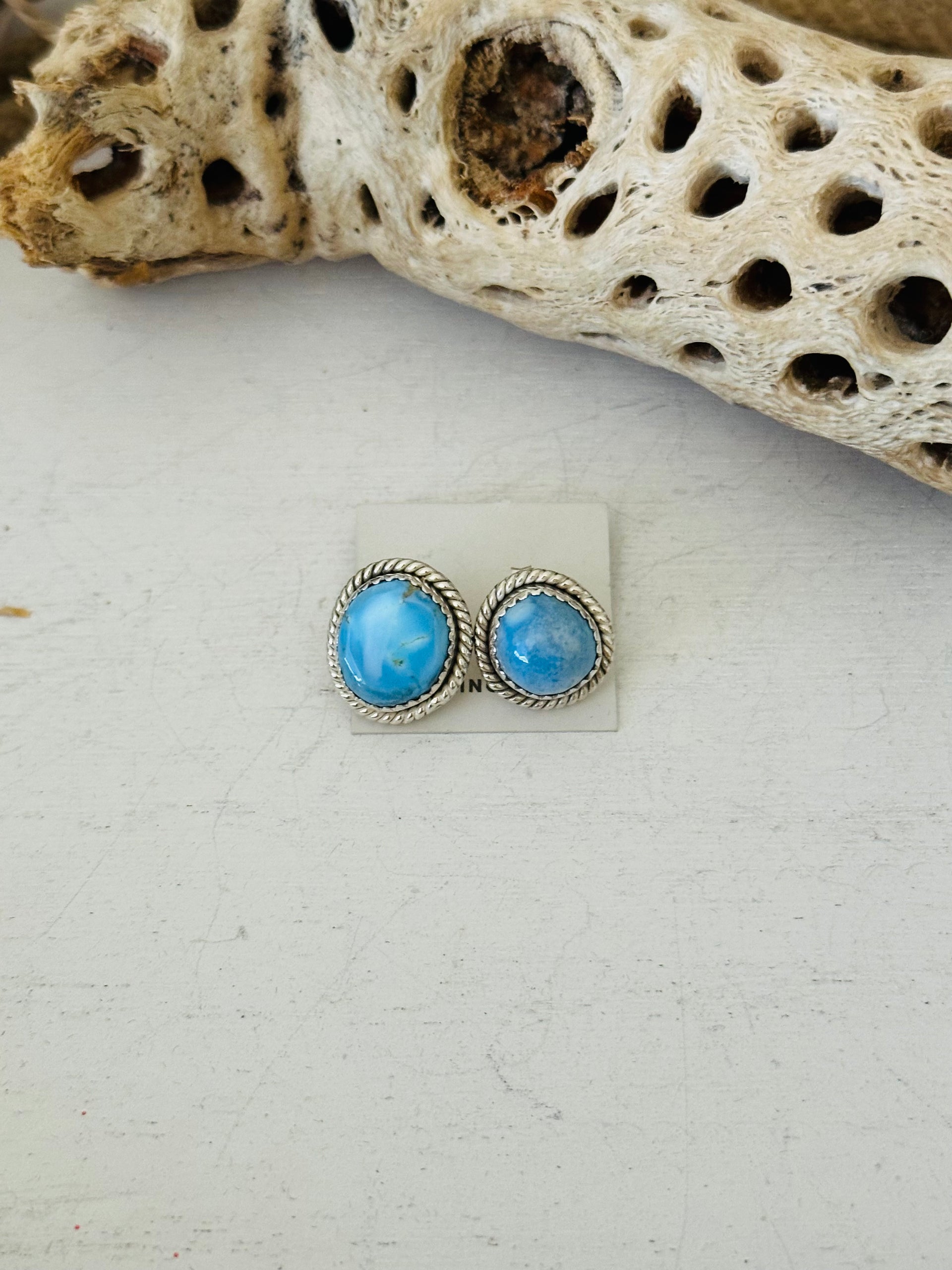 Southwest Handmade Golden Hills Turquoise & Sterling Silver Post Stud Earrings
