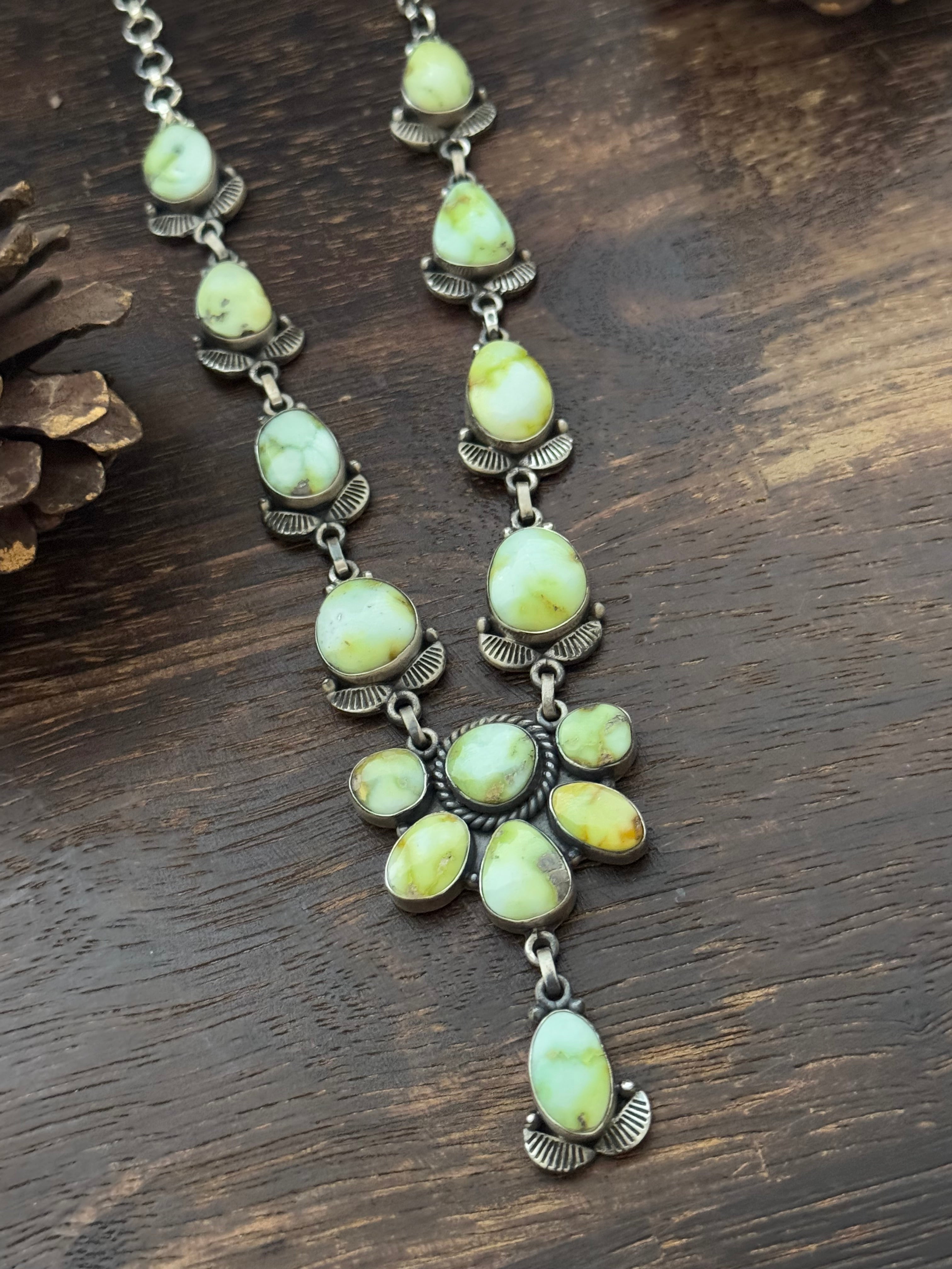 TTD Palomino Variscite & Sterling Silver Lariat Necklace