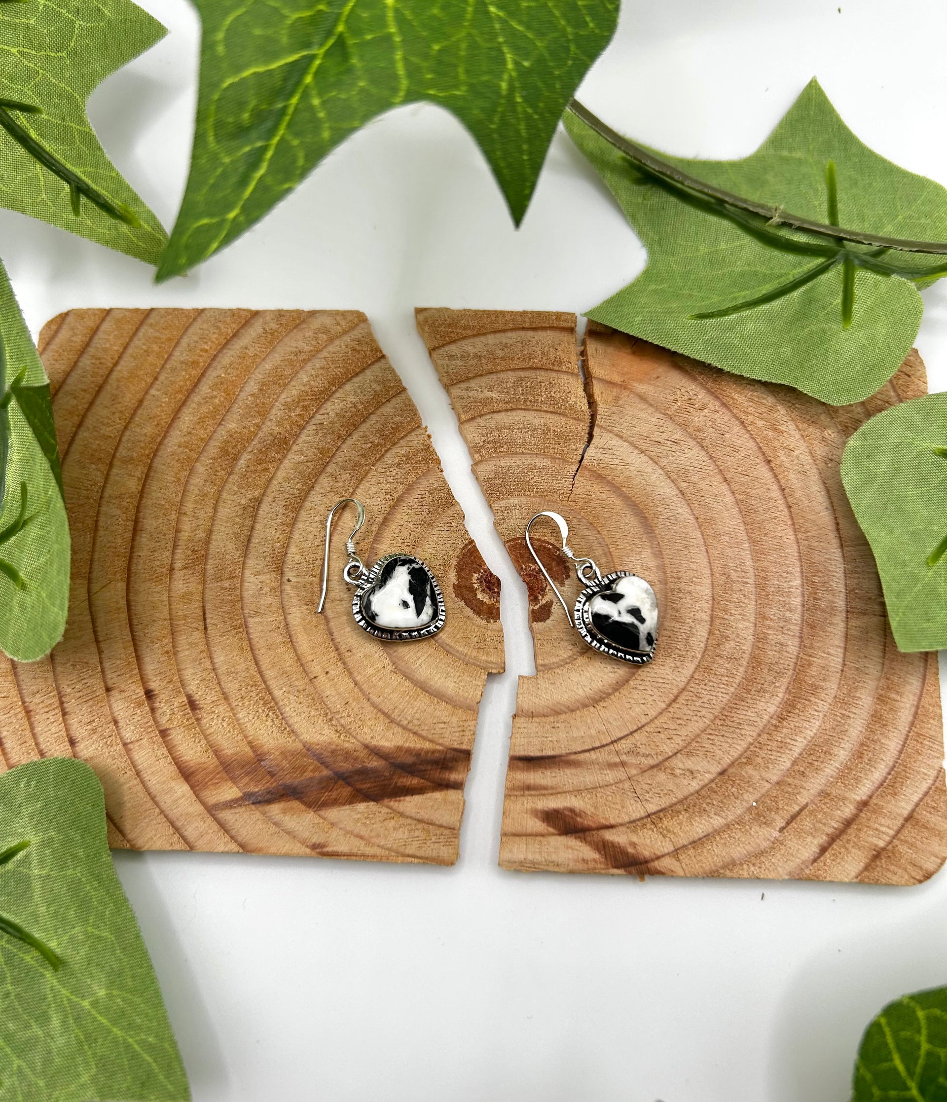 Navajo Made White Buffalo & Sterling Silver Hook Dangle Earrings