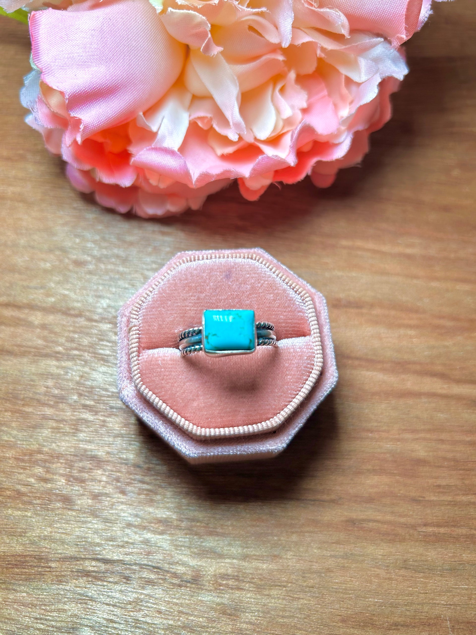 Navajo Made Kingman Turquoise & Sterling Silver Ring Size 9.5