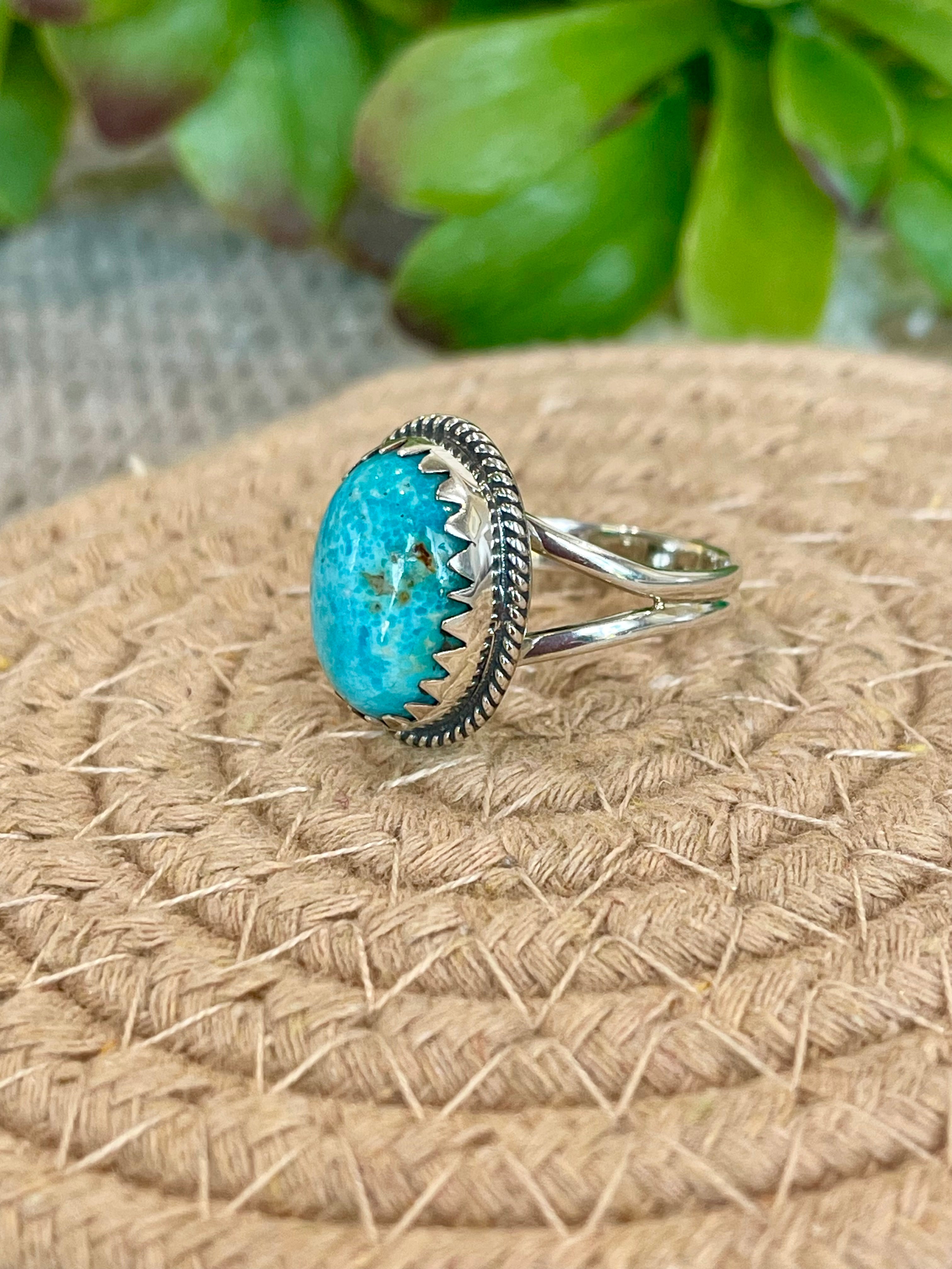 Southwest Handmade Kingman Turquoise & Sterling Silver Size 9 Ring