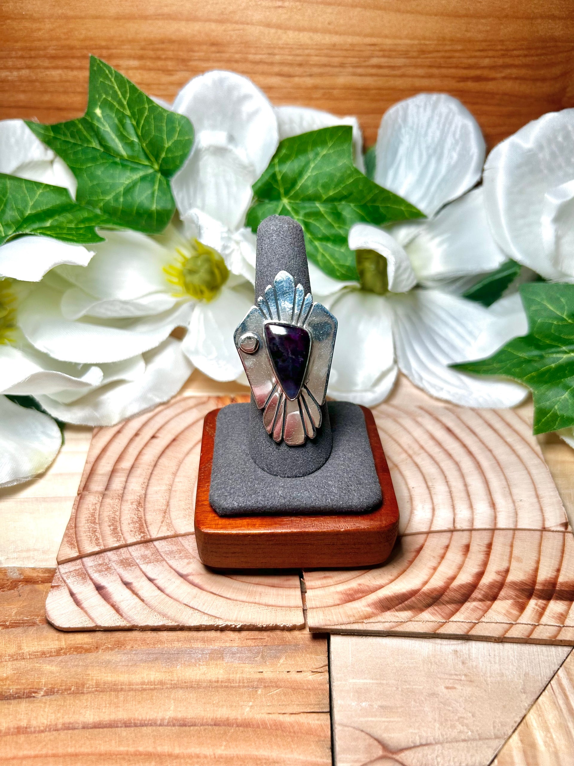 Navajo Made Sugilite & Sterling Silver Adjustable Ring