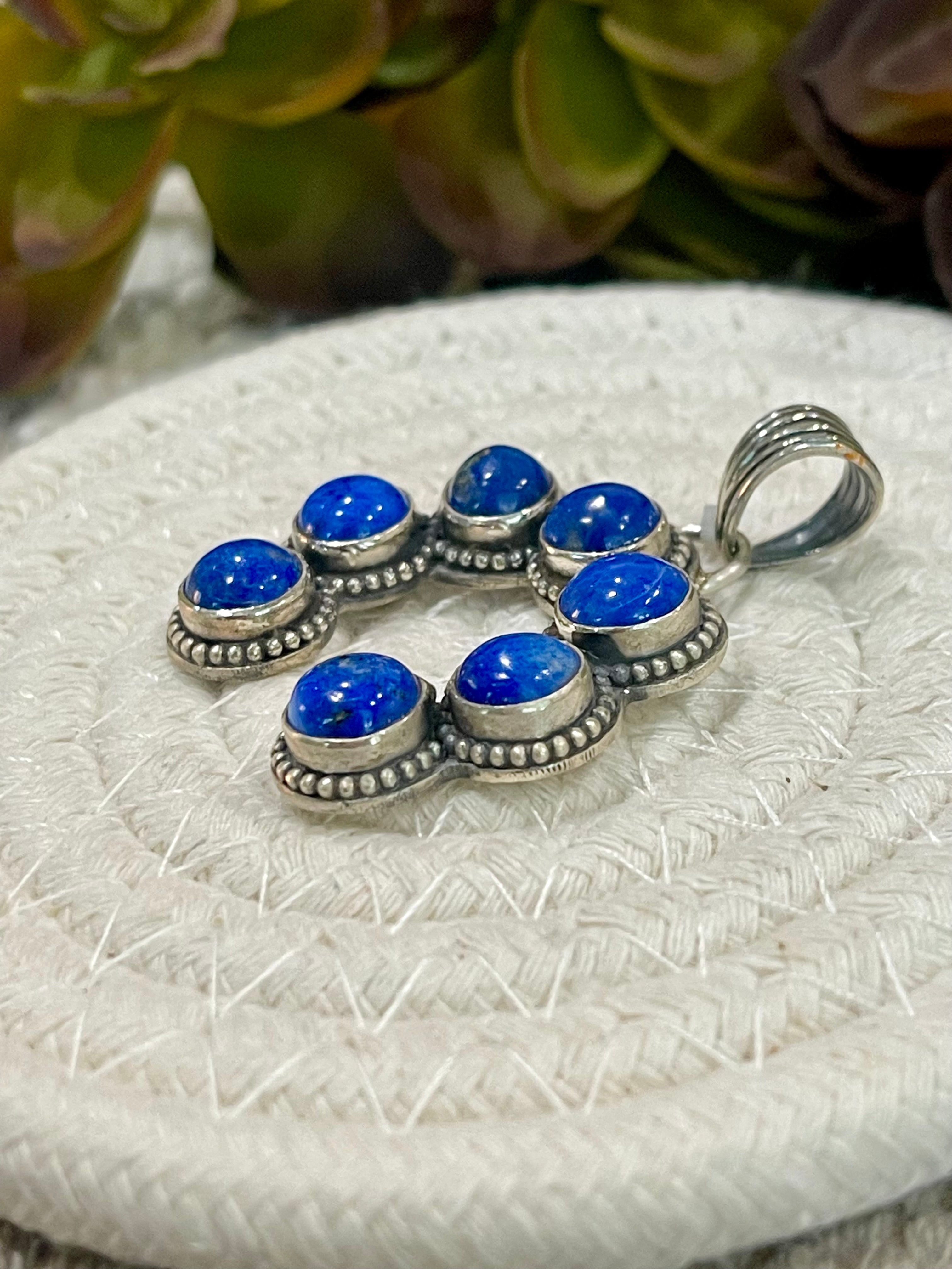 Southwest Handmade Lapis & Sterling Silver Naja Pendant