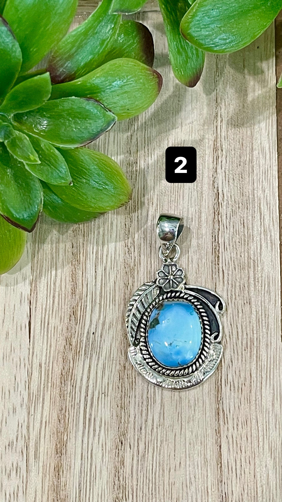 Southwest Golden Hills Turquoise & Sterling Silver Pendant