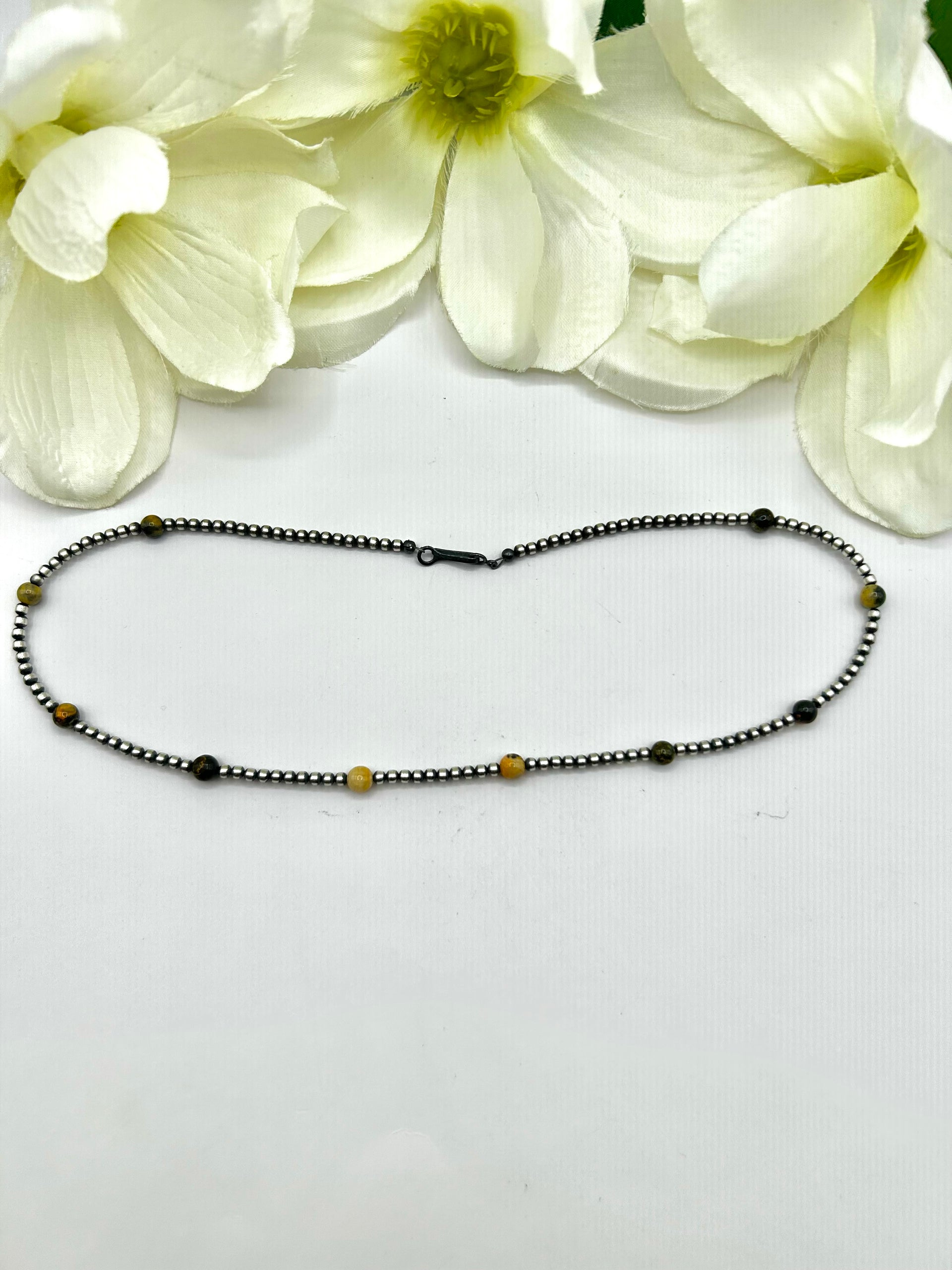 Navajo Made Strung 3 MM BB Agate Necklace