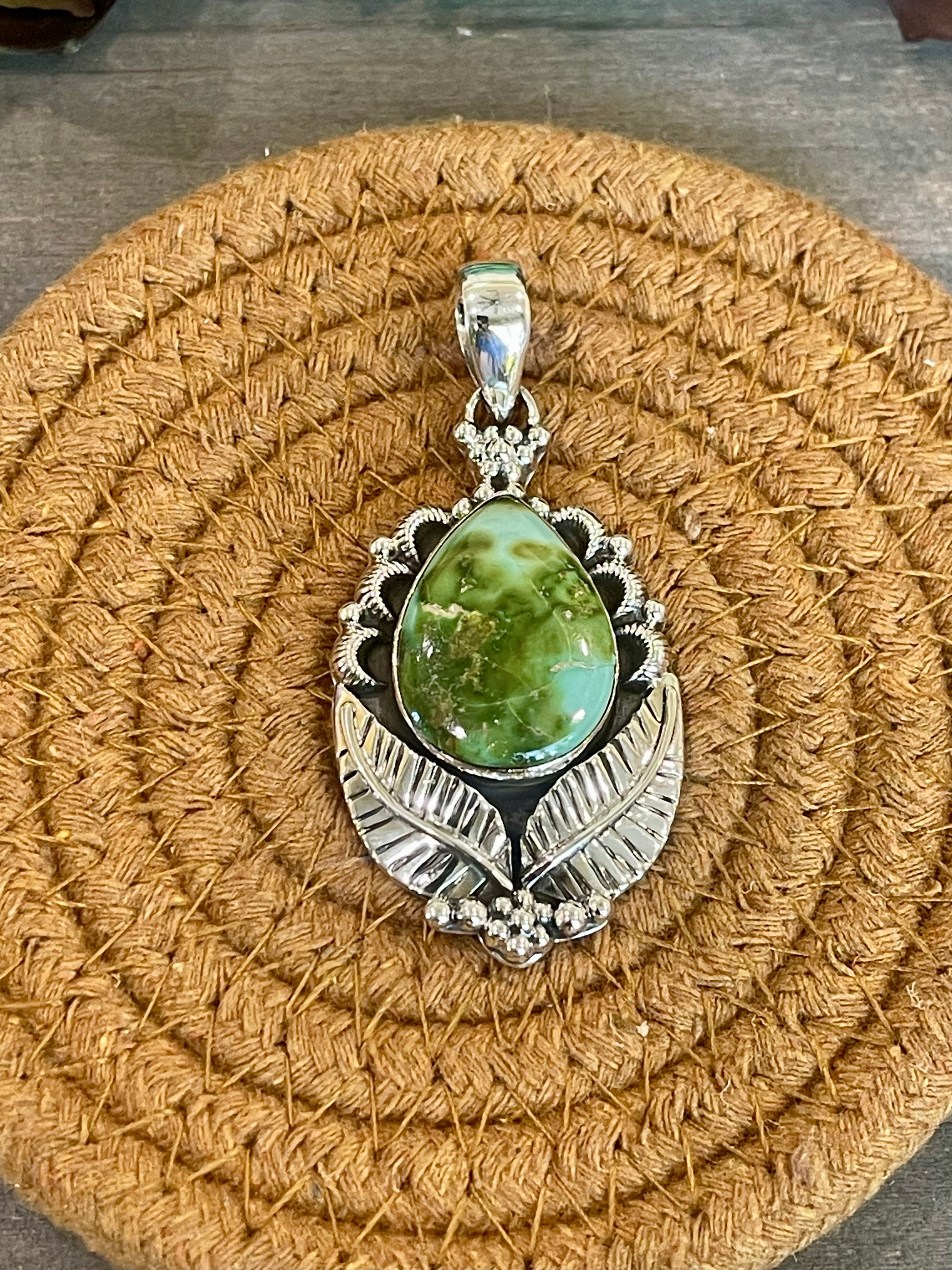 Southwest Handmade Sonoran Mountain Turquoise & Sterling Silver Pendant