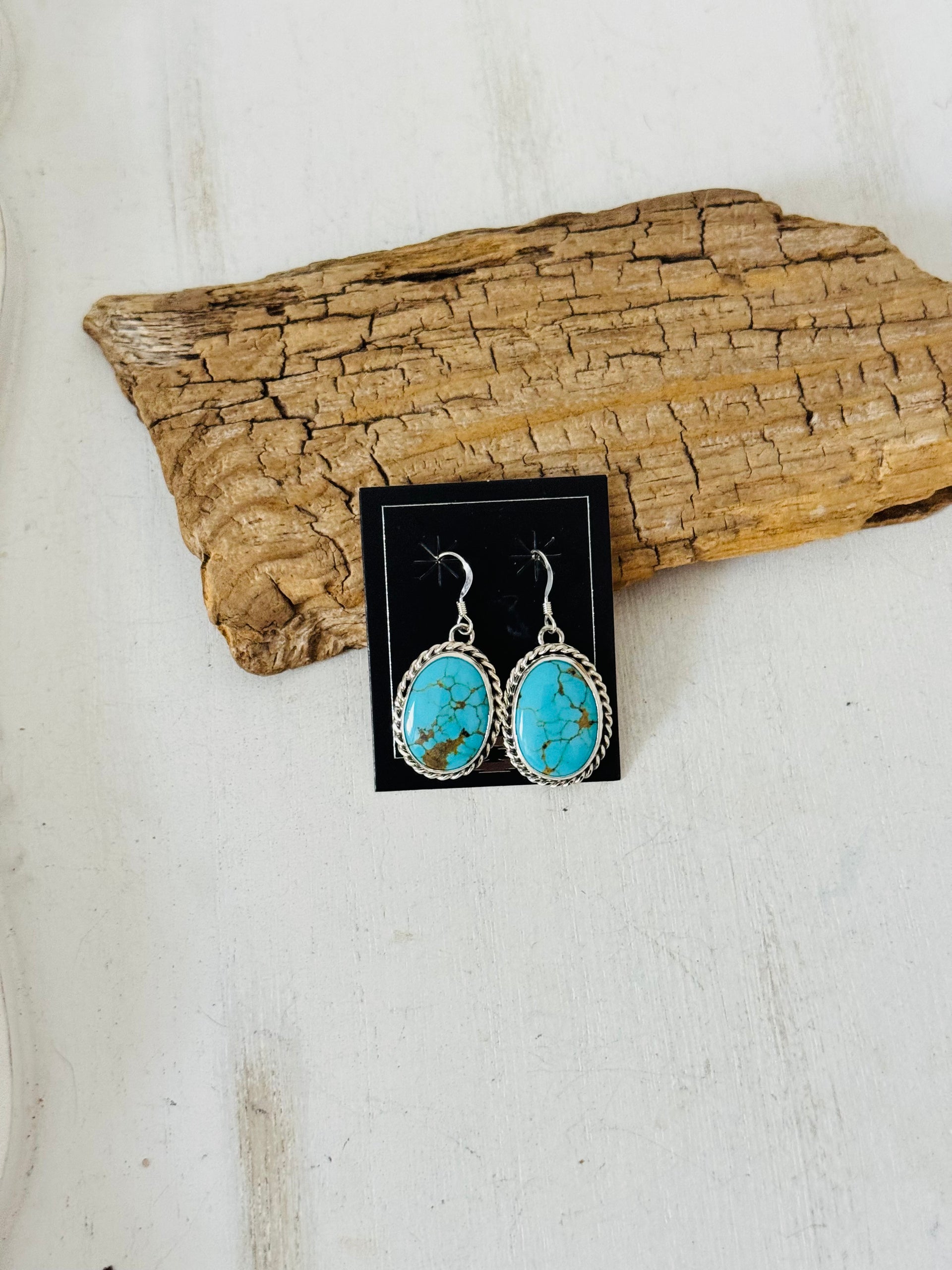 Larry Kaye Kingman Turquoise & Sterling Silver Dangle Earrings