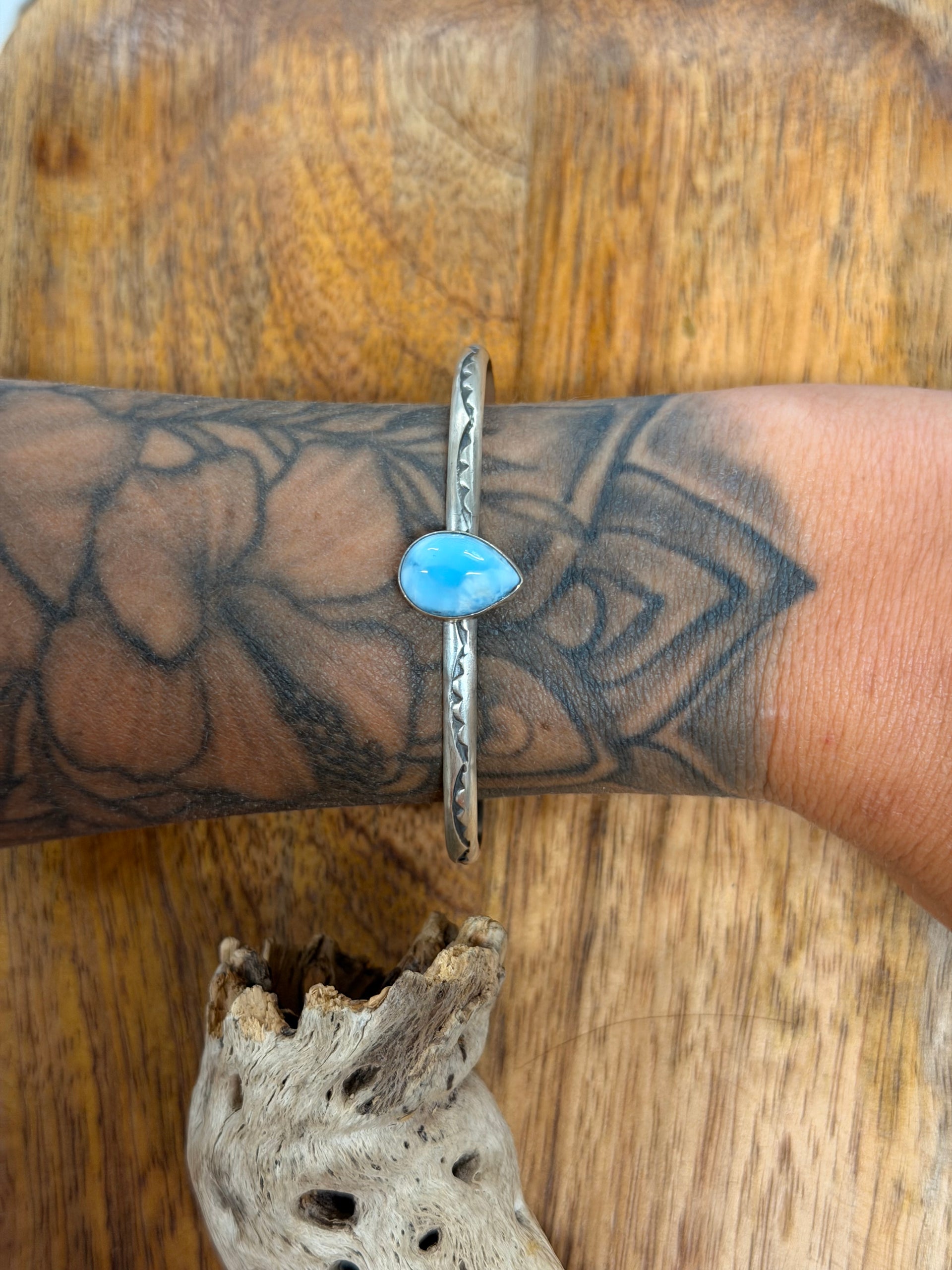 Navajo Made Larimar & Sterling Silver Cuff Bracelet