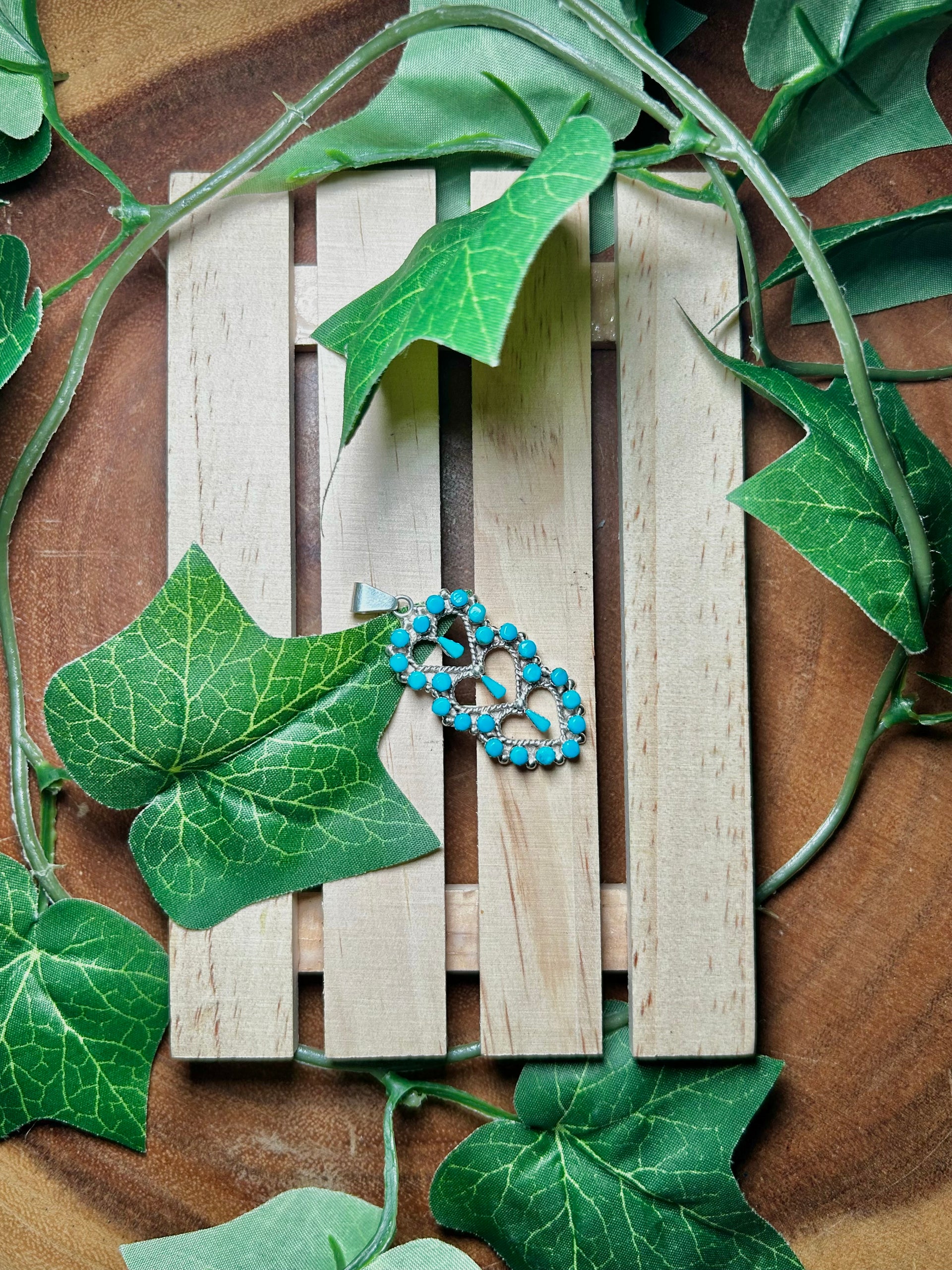 Zuni Made Kingman Turquoise &Sterling Silver Pendant