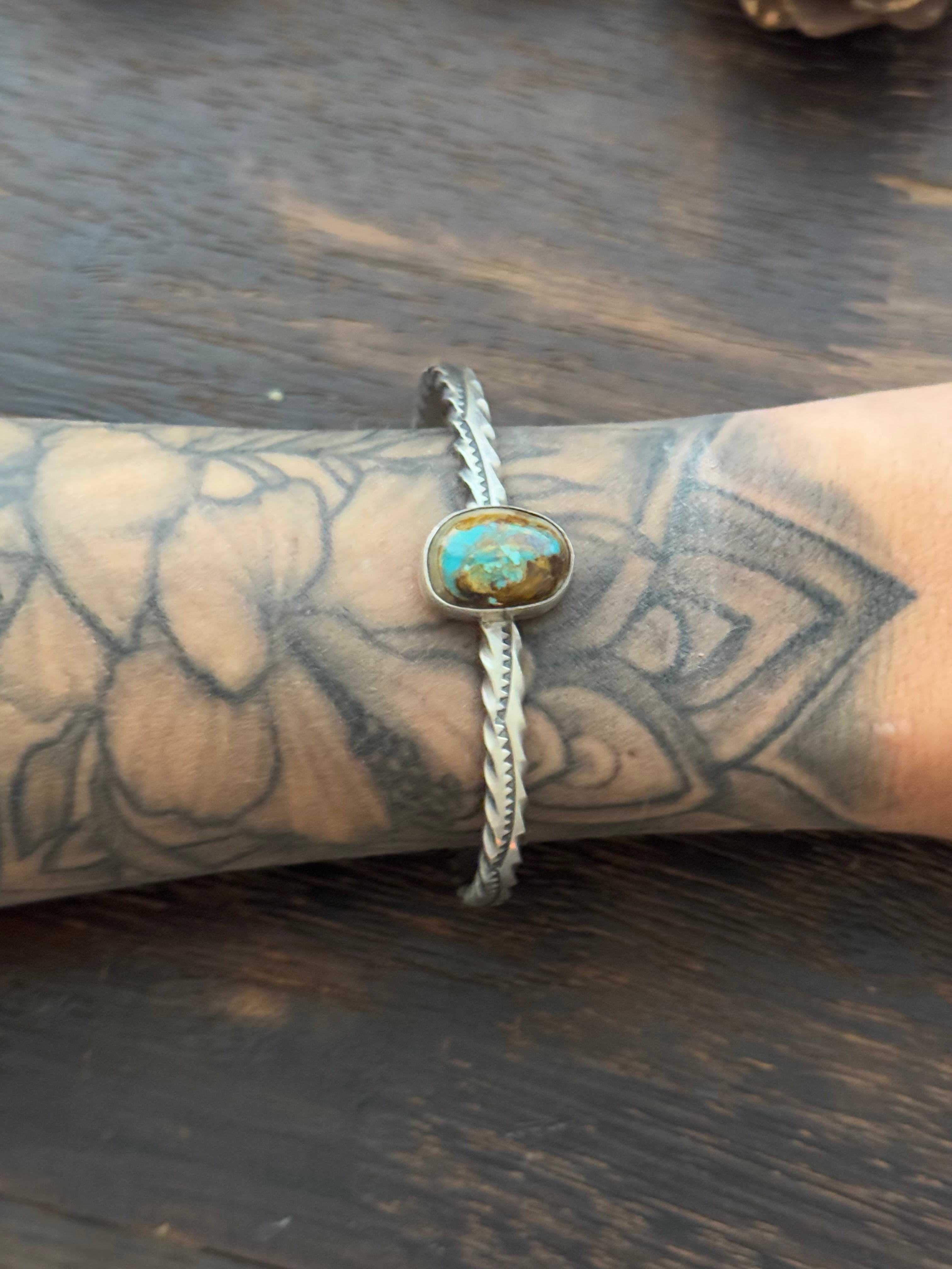 Navajo Made Royston Turquoise & Sterling Silver Cuff Bracelet