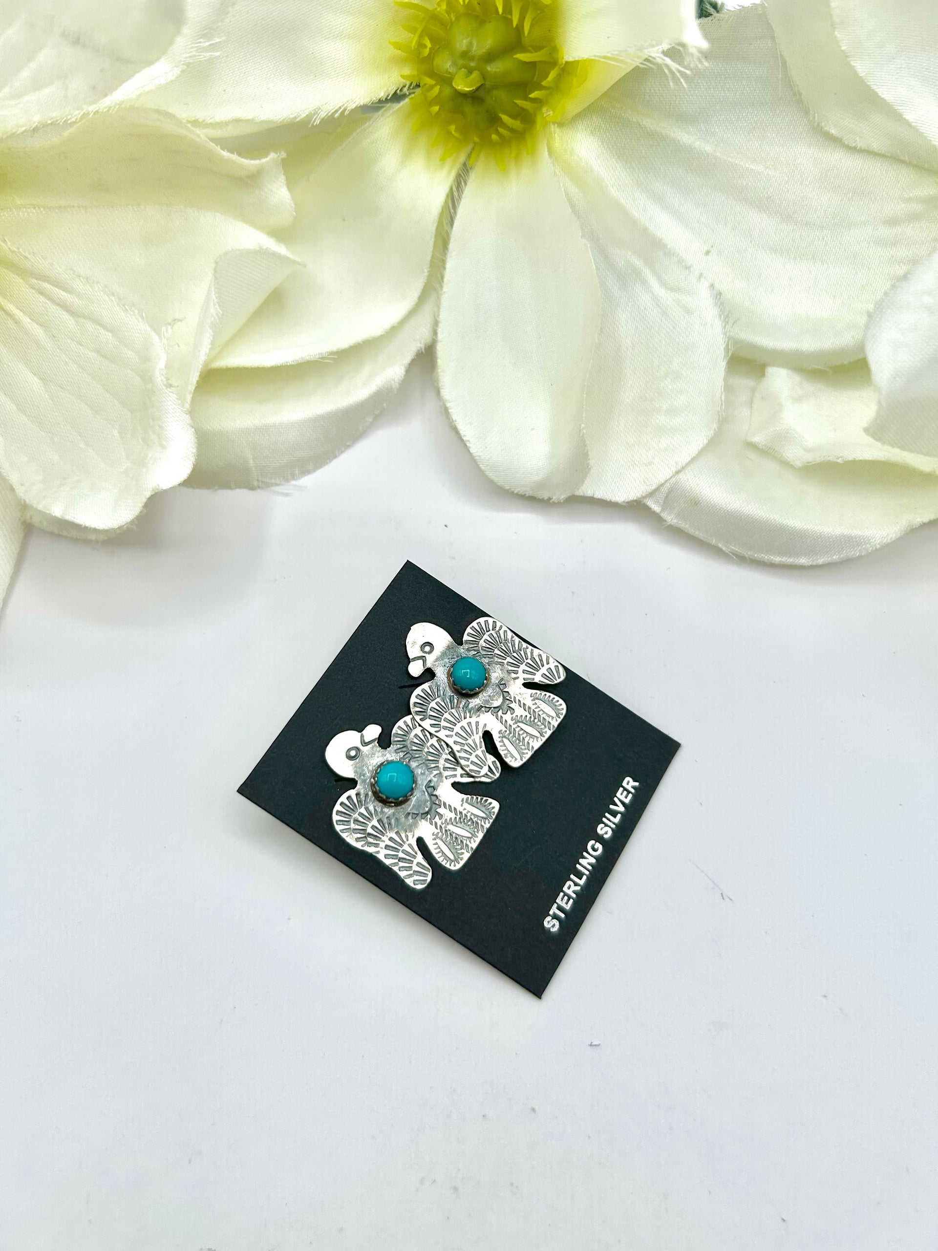 Gabrielle Yazzie Kingman Turquoise & Sterling Silver Post  Earrings