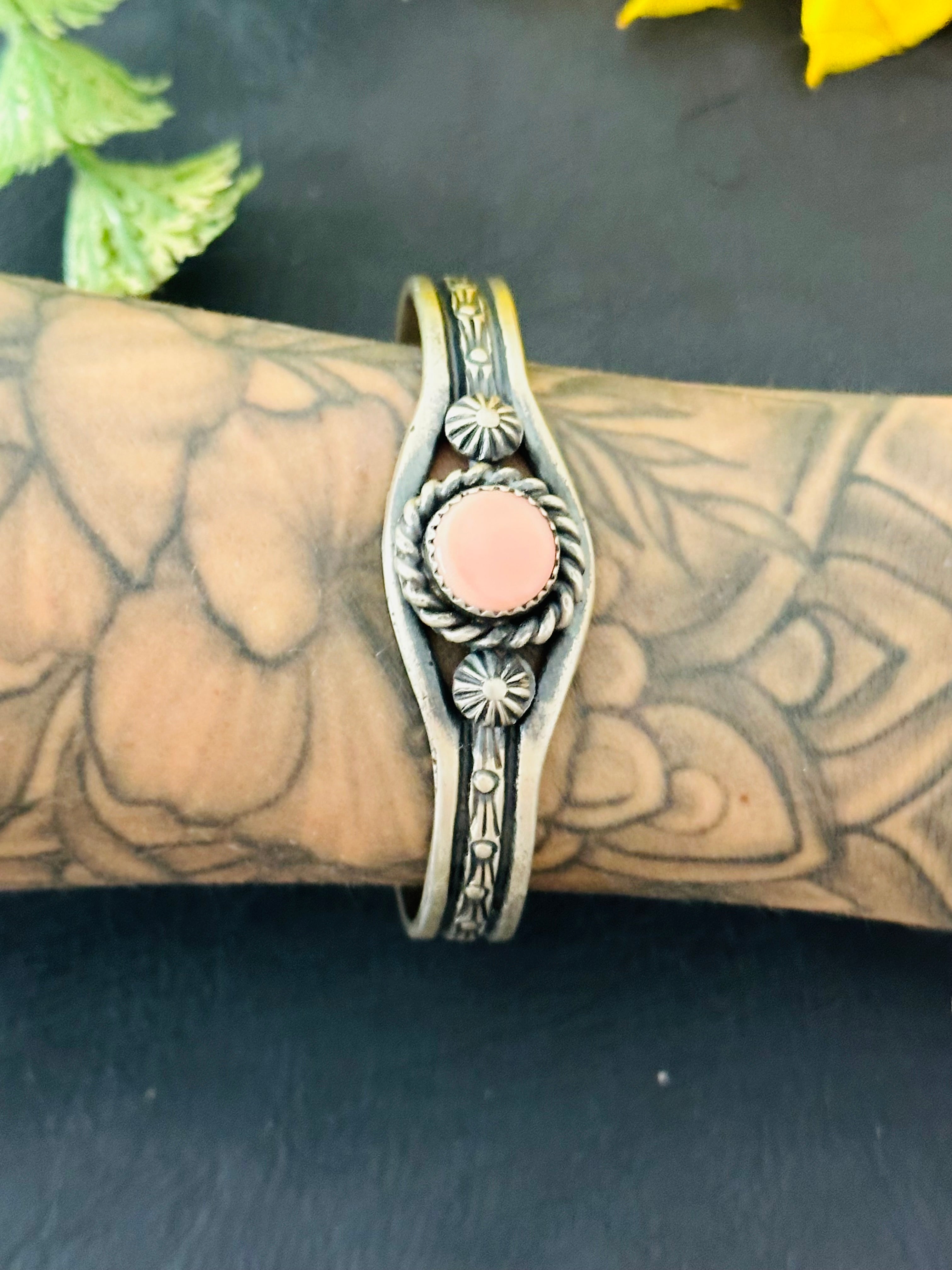 Kindale Billah Pink Conch & Sterling Silver Cuff Bracelet