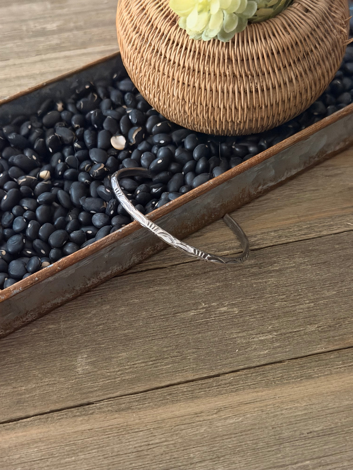 Navajo Made Sterling Silver Stamped Bracelet
