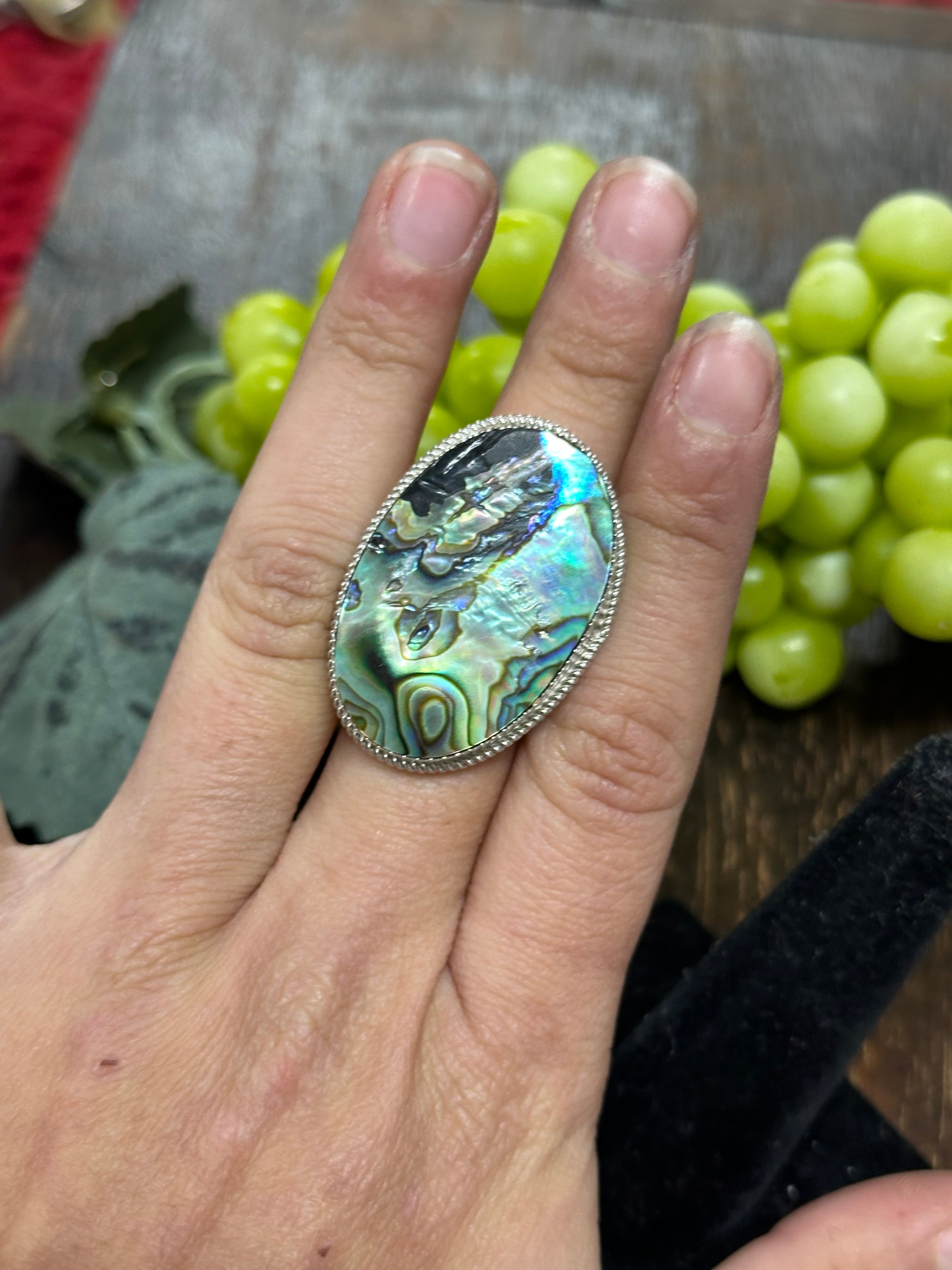 Reda Galvan Abalone & Sterling Silver Ring Size 8.5