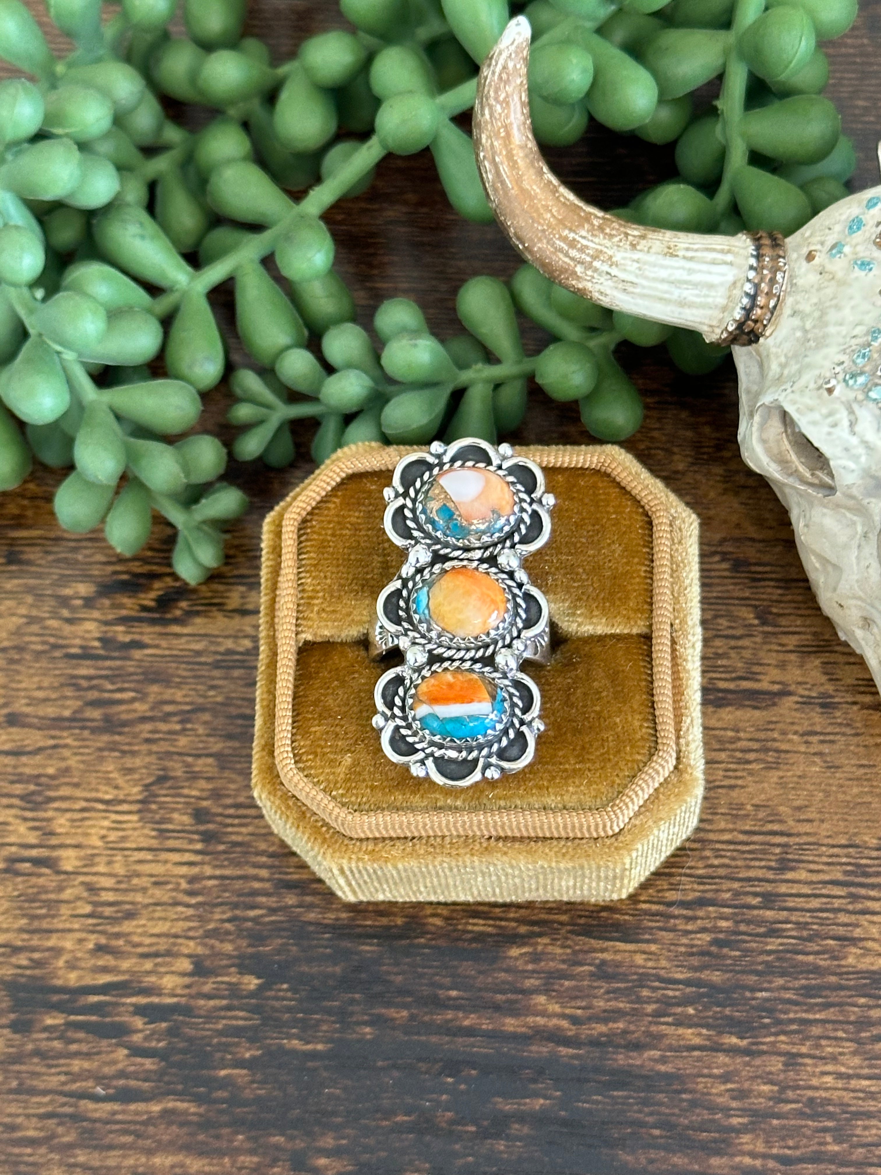 Southwest Handmade Mohave Turquoise & Sterling Silver Adjustable Ring