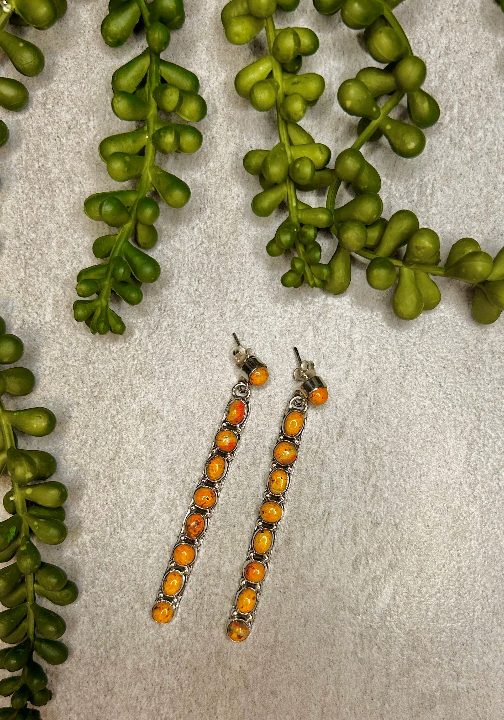 Southwest Made Bb Agate & Sterling Silver Post Dangle Earrings