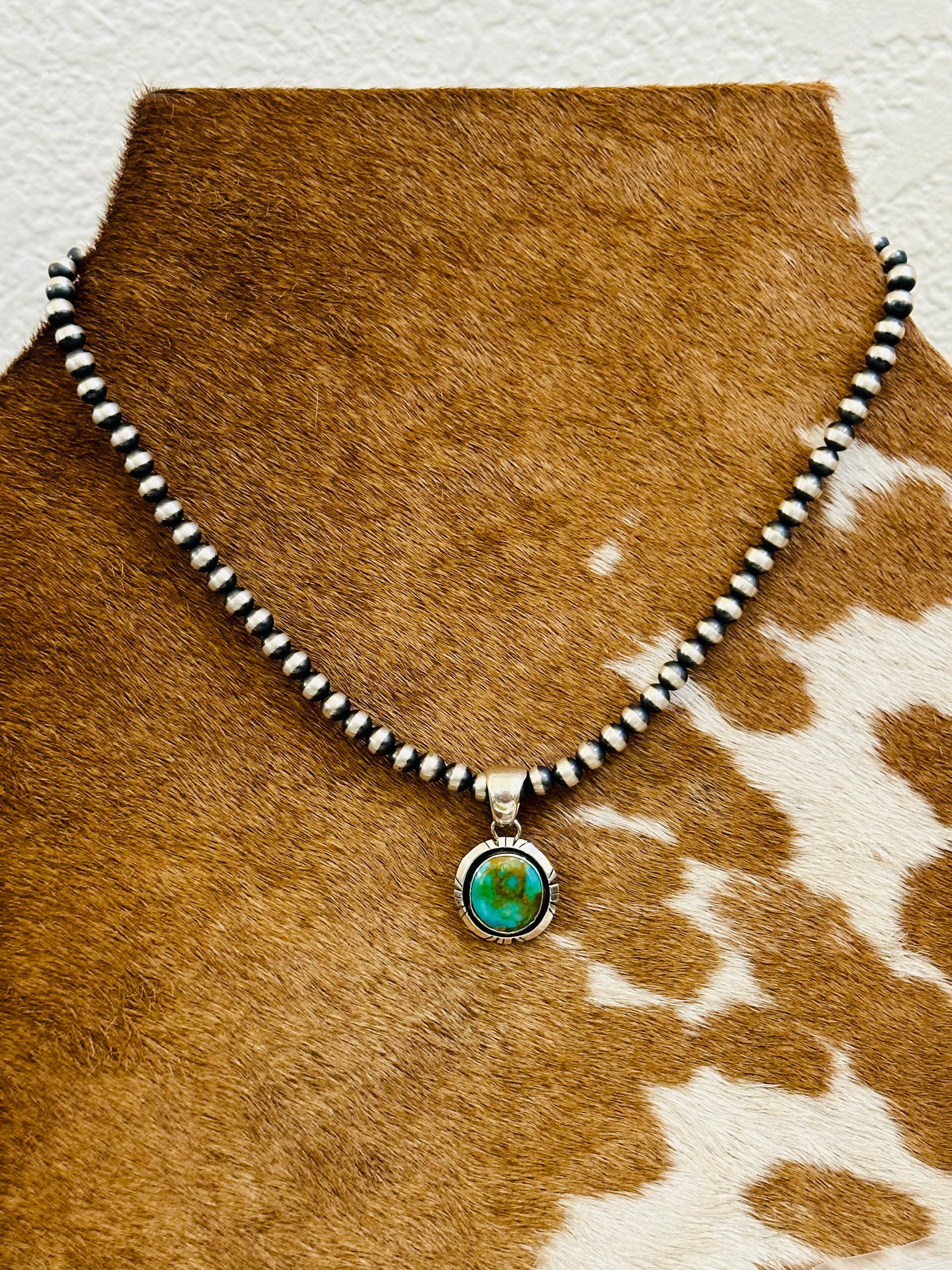 Navajo Made Royston Turquoise & Sterling Silver Pendant