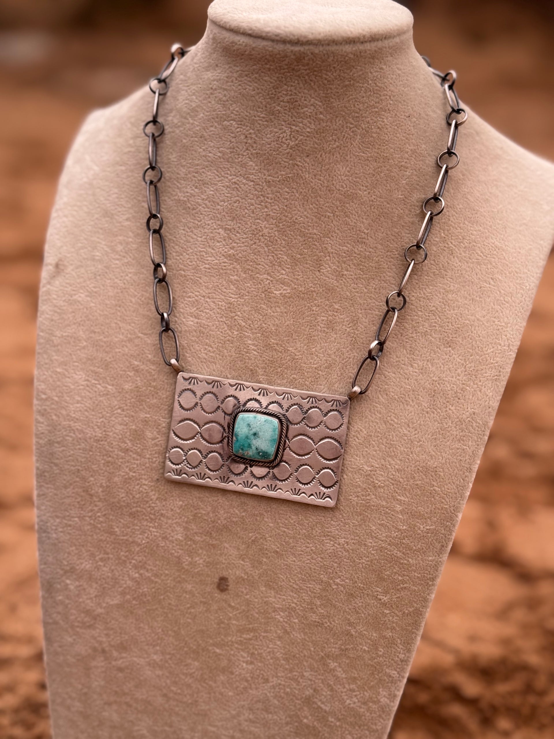 Danny Henio Sonoran Mountain Turquoise & Sterling Silver Bar Necklace