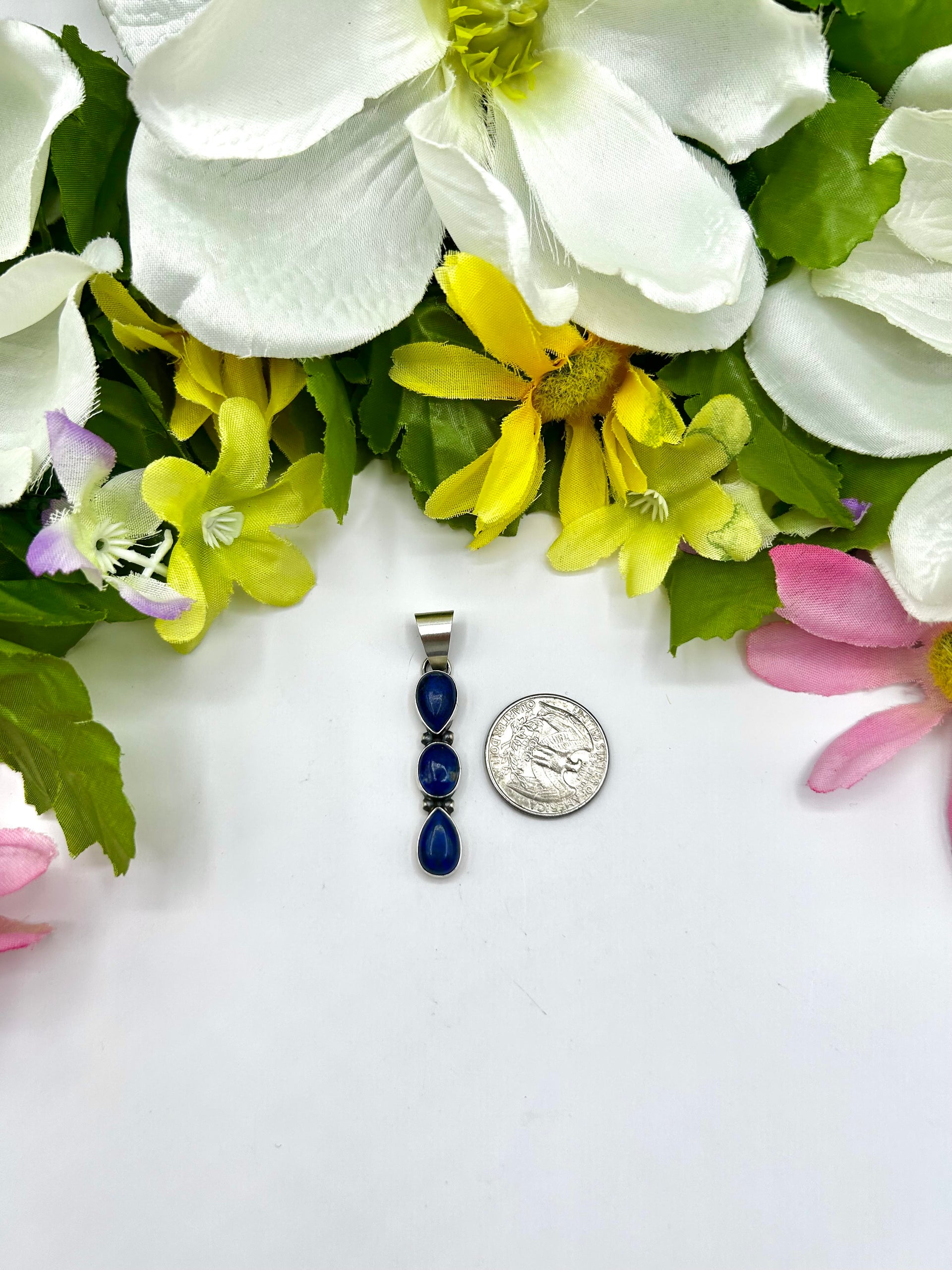Navajo Made Lapis & Sterling Silver Pendant