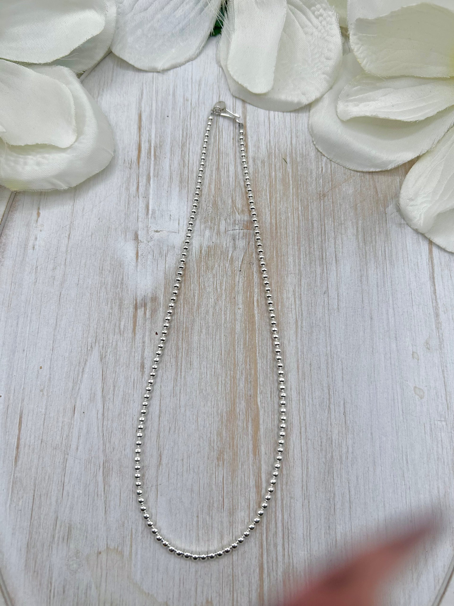 Navajo Made Strung 3 MM Sterling Silver Necklace