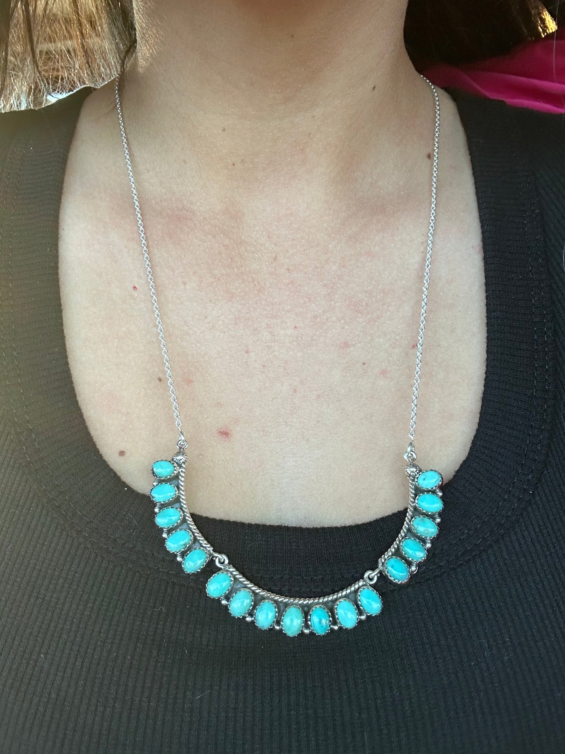 Southwest Handmade Kingman Turquoise & Sterling Silver Necklace