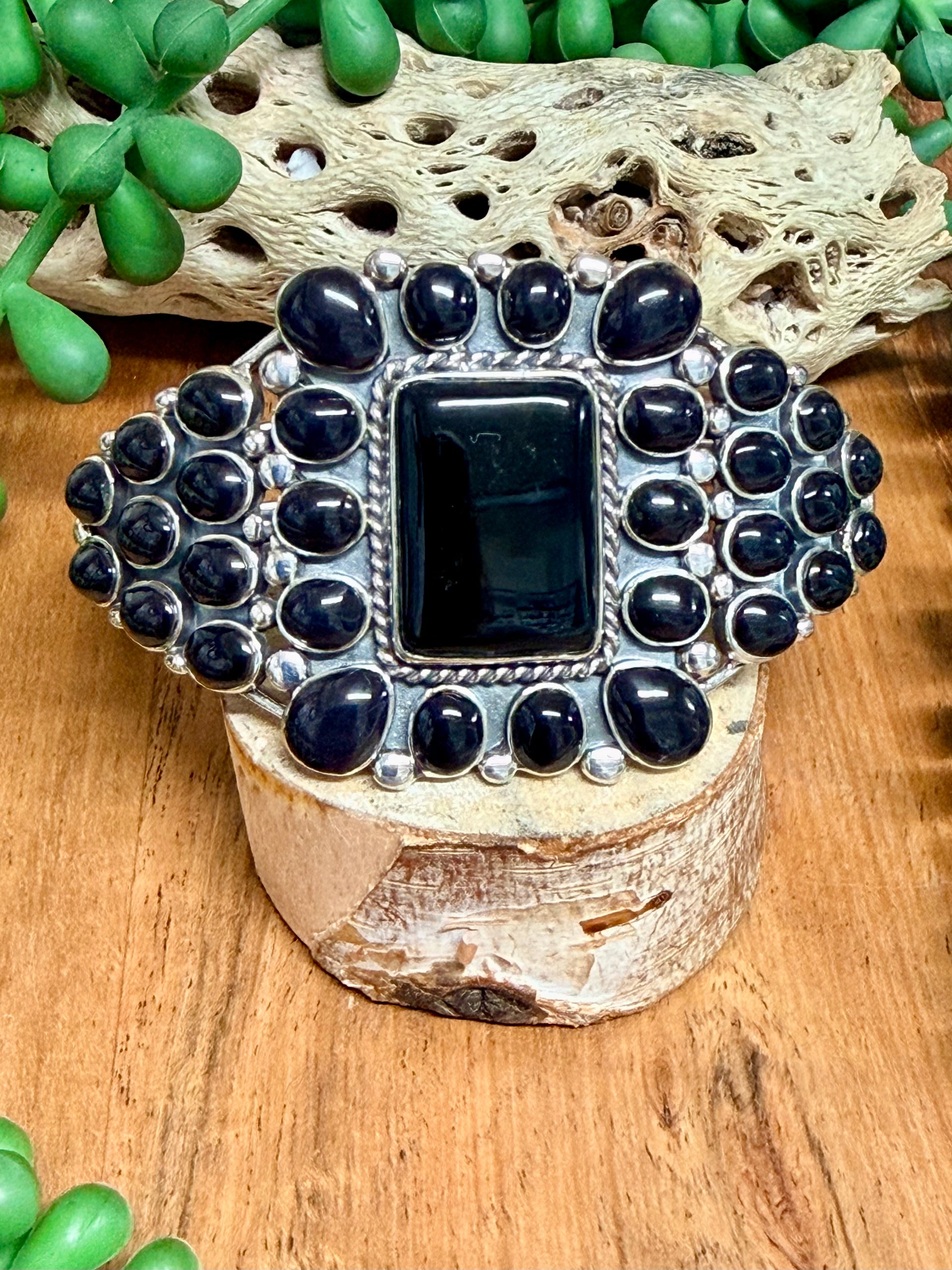 Southwest Handmade Onyx & Sterling Silver Cuff Bracelet
