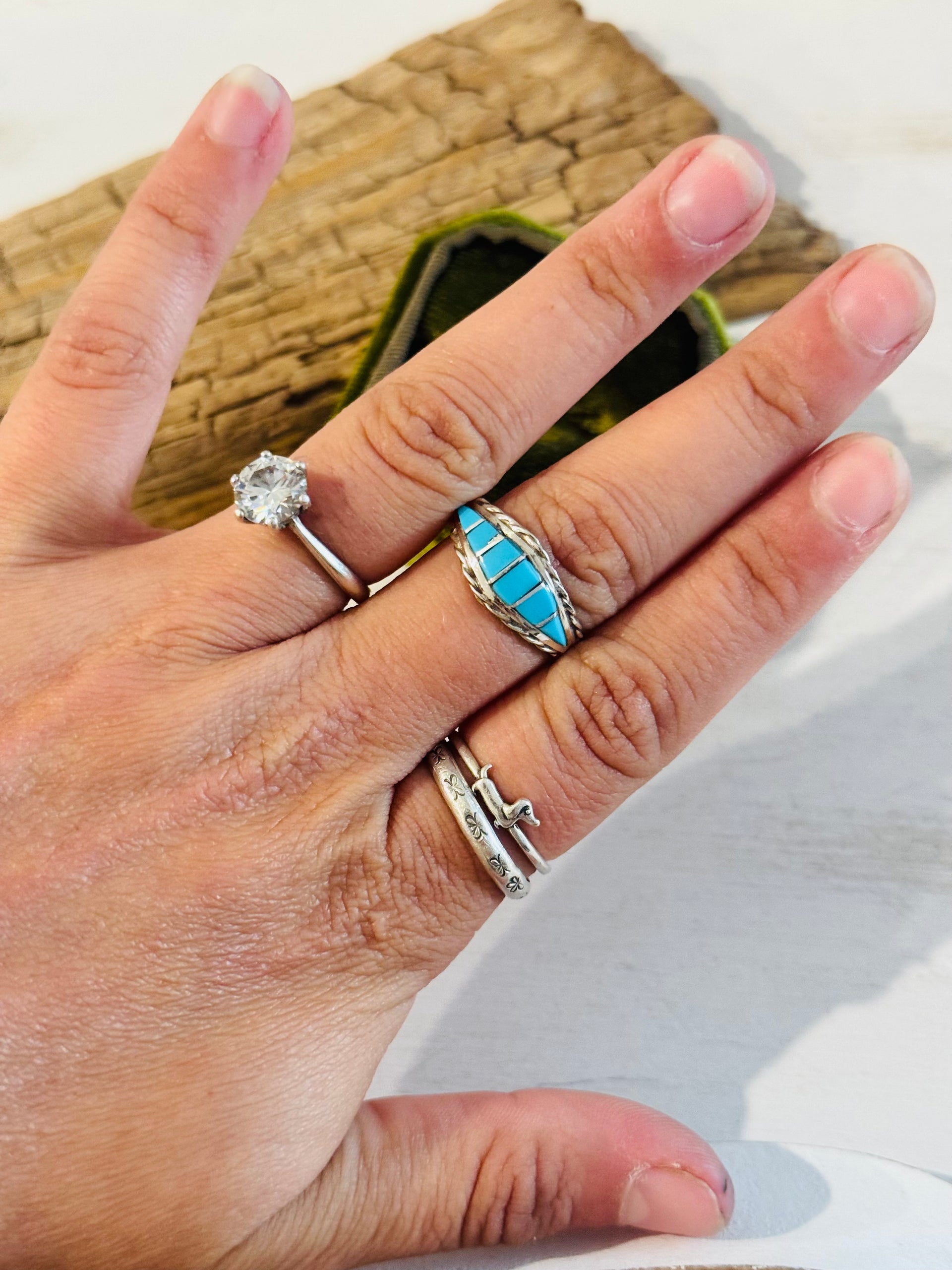 Navajo Made Kingman Turquoise & Sterling Silver Ring