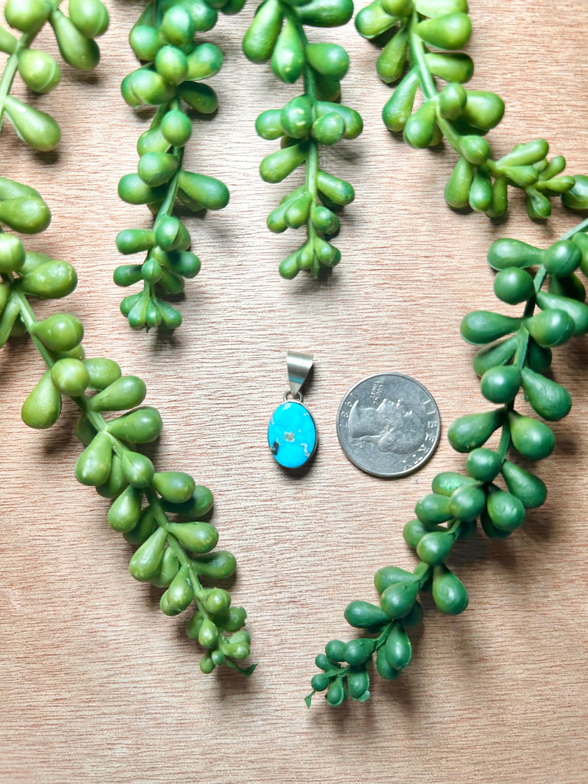 Navajo Made Blue Ridge Turquoise & Sterling Silver Pendant