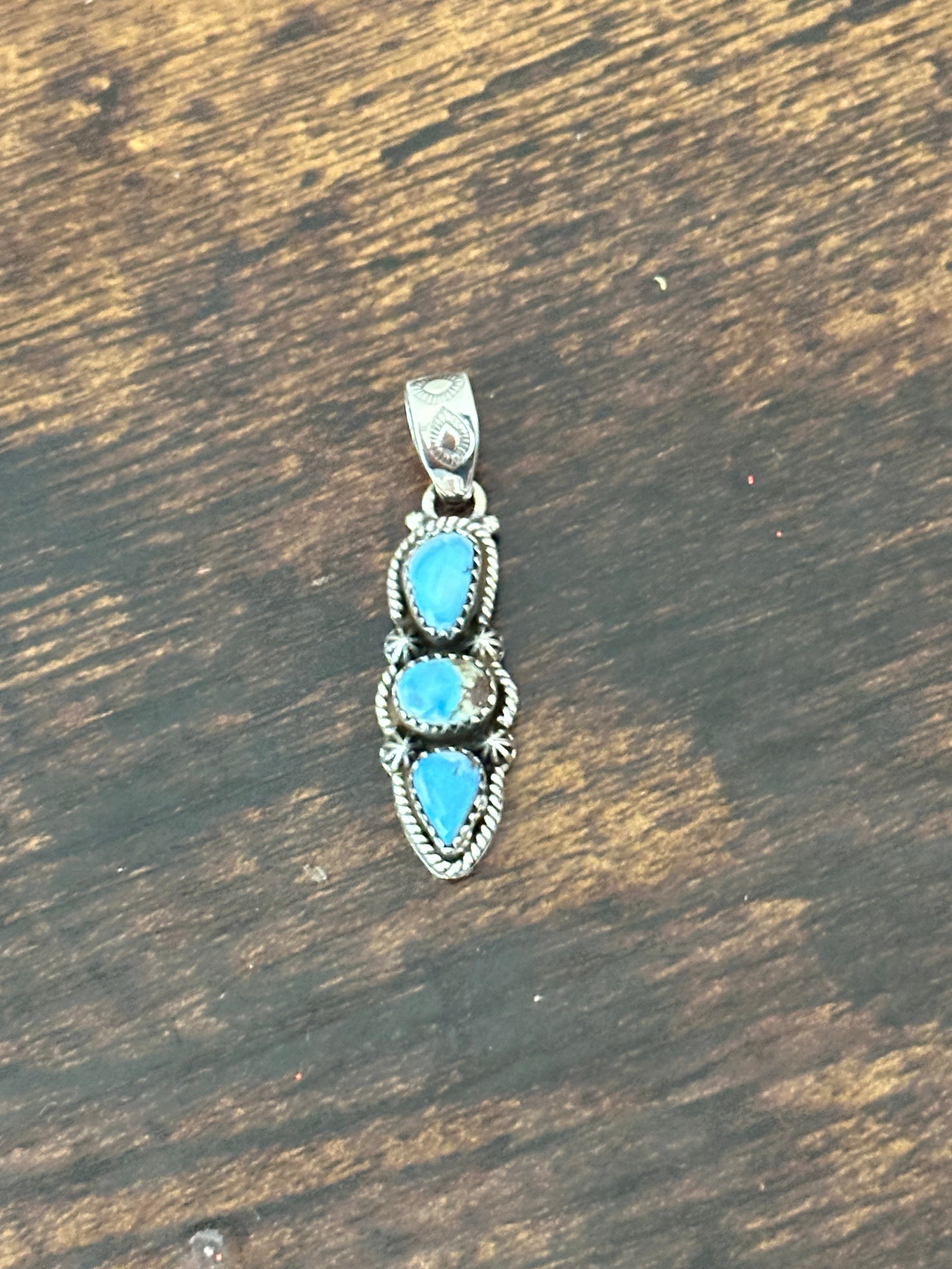 Southwest Handmade Golden Hills Turquoise & Sterling Silver Pendant