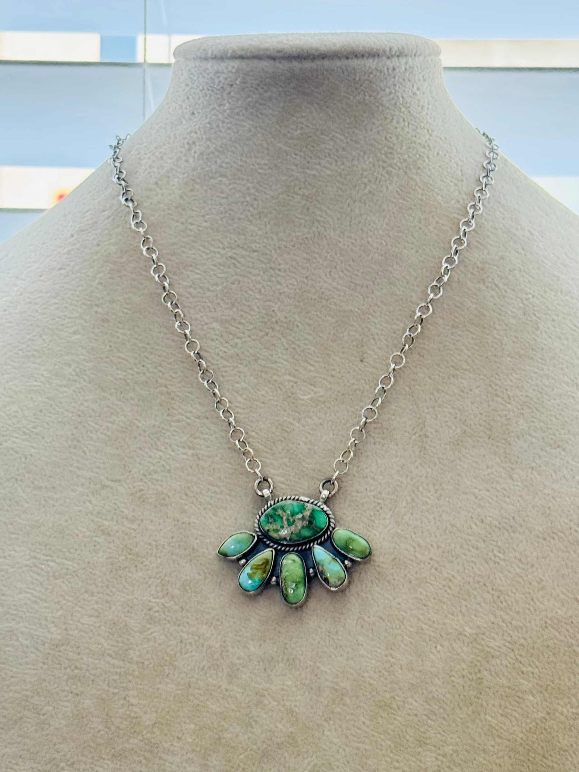 Southwest Handmade Sonoran Mountain Turquoise & Sterling Silver Necklace