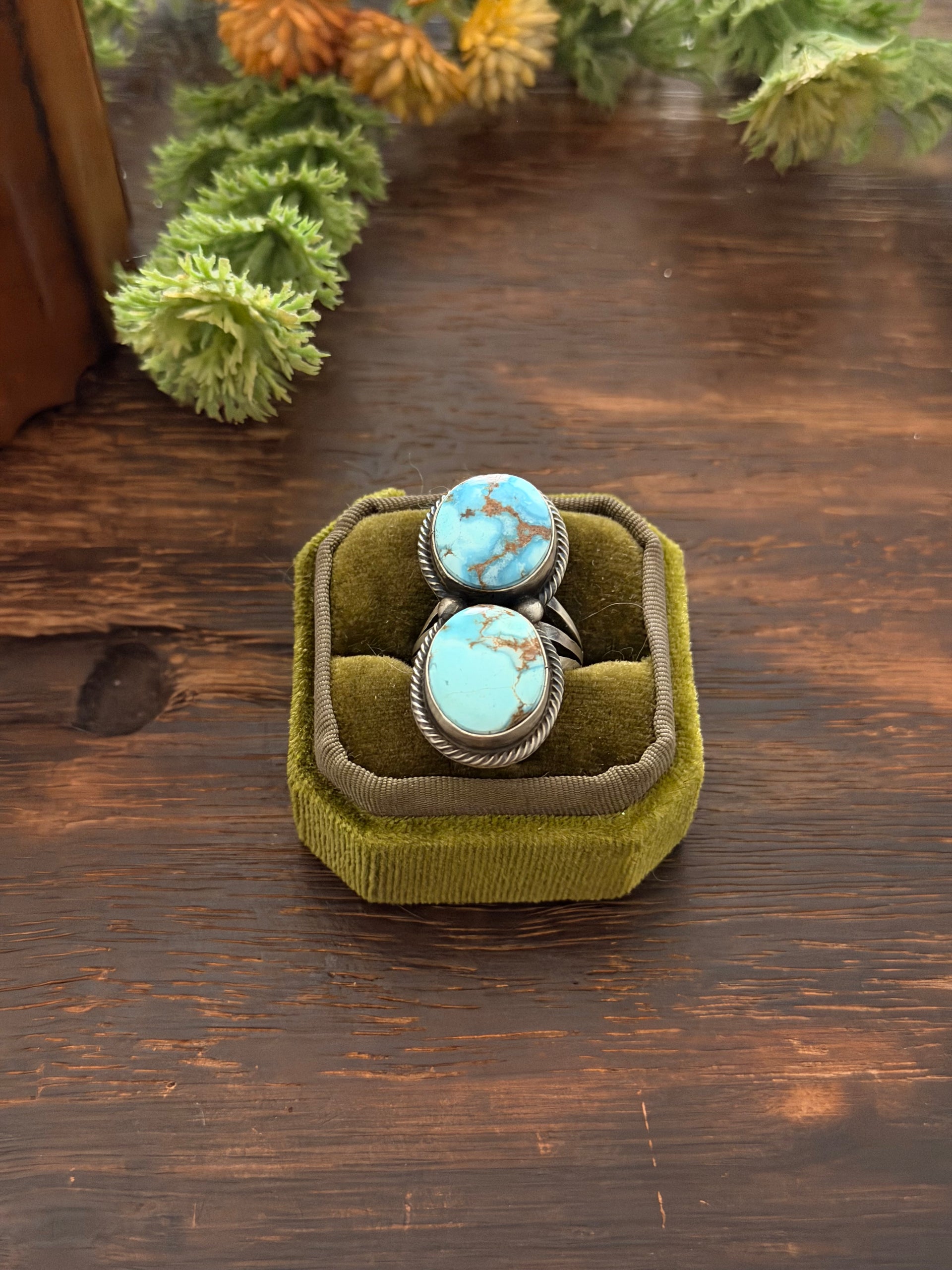 Darrin Livingston Golden Hills Turquoise Sterling Silver Ring Size 7.25